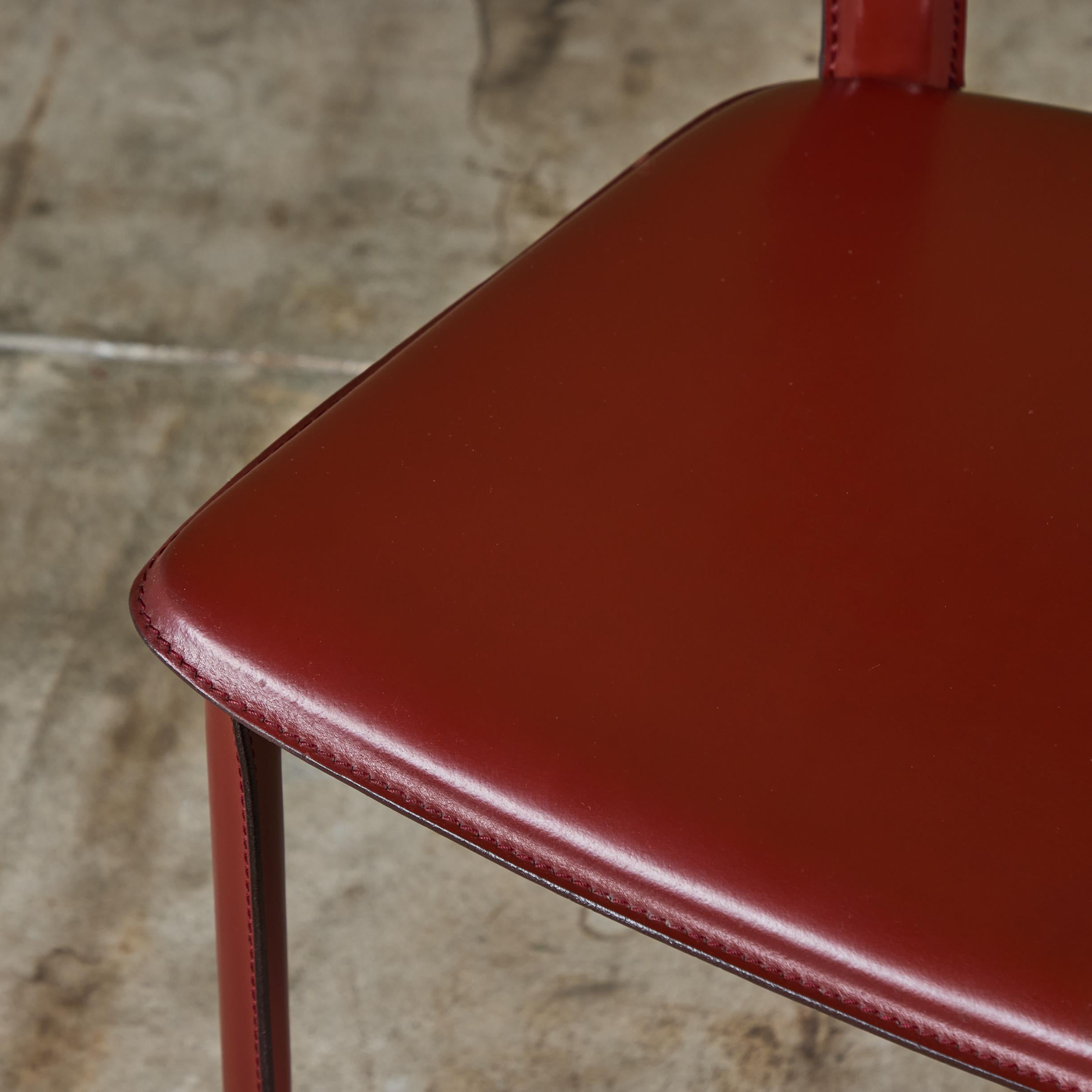 Set of Six DWR Allegro Red Leather Dining Chairs 6