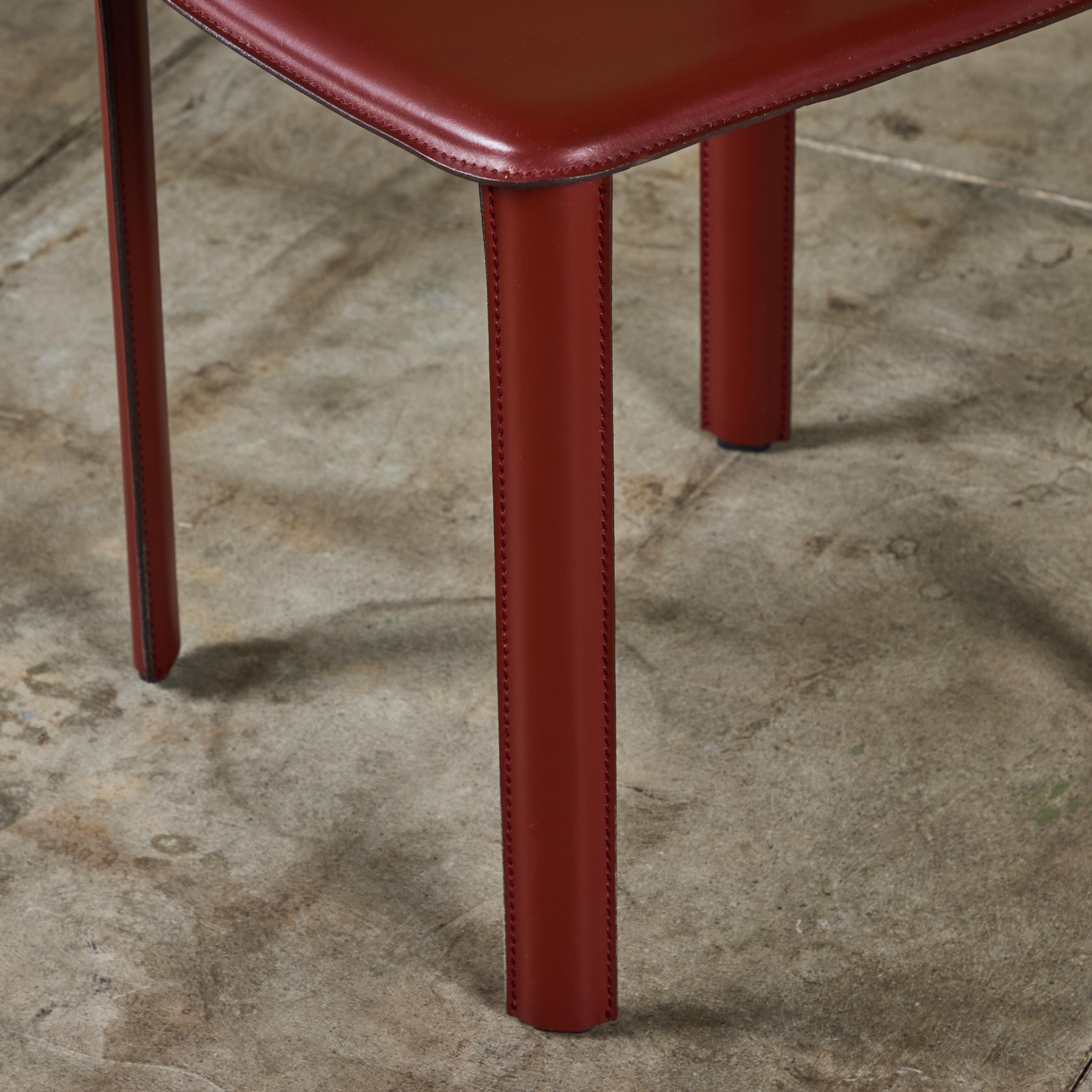 Set of Six DWR Allegro Red Leather Dining Chairs 7
