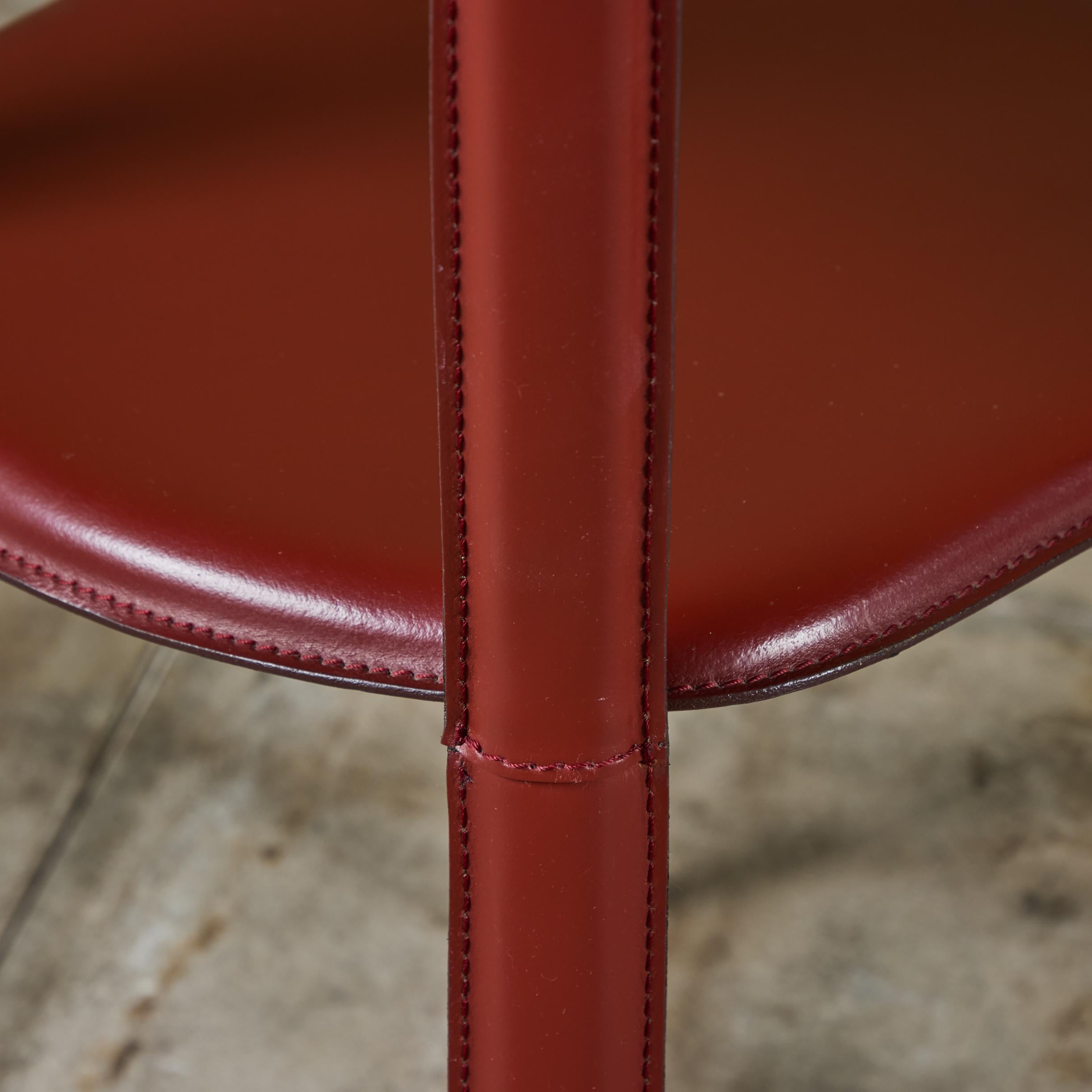 Set of Six DWR Allegro Red Leather Dining Chairs 8