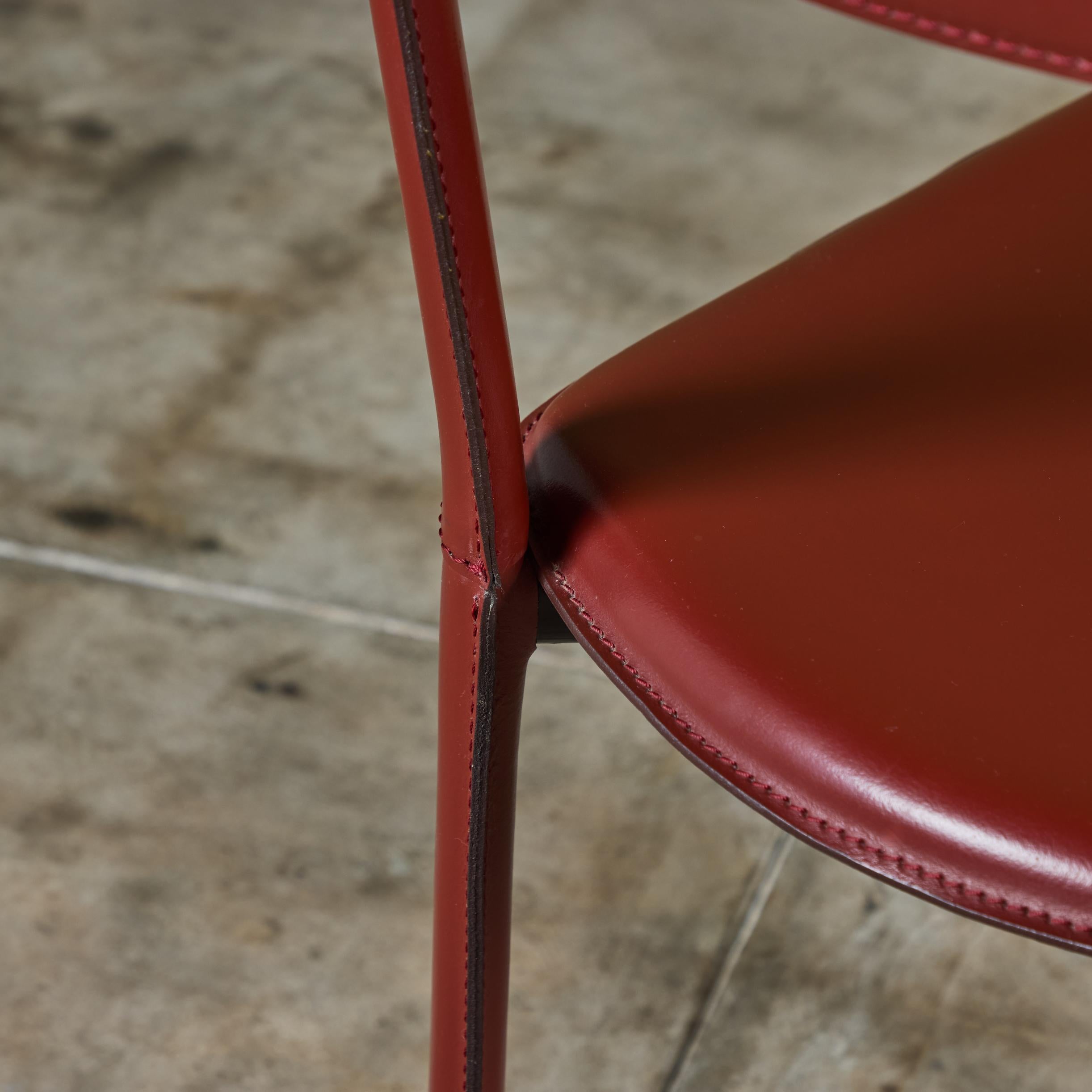 Set of Six DWR Allegro Red Leather Dining Chairs 9