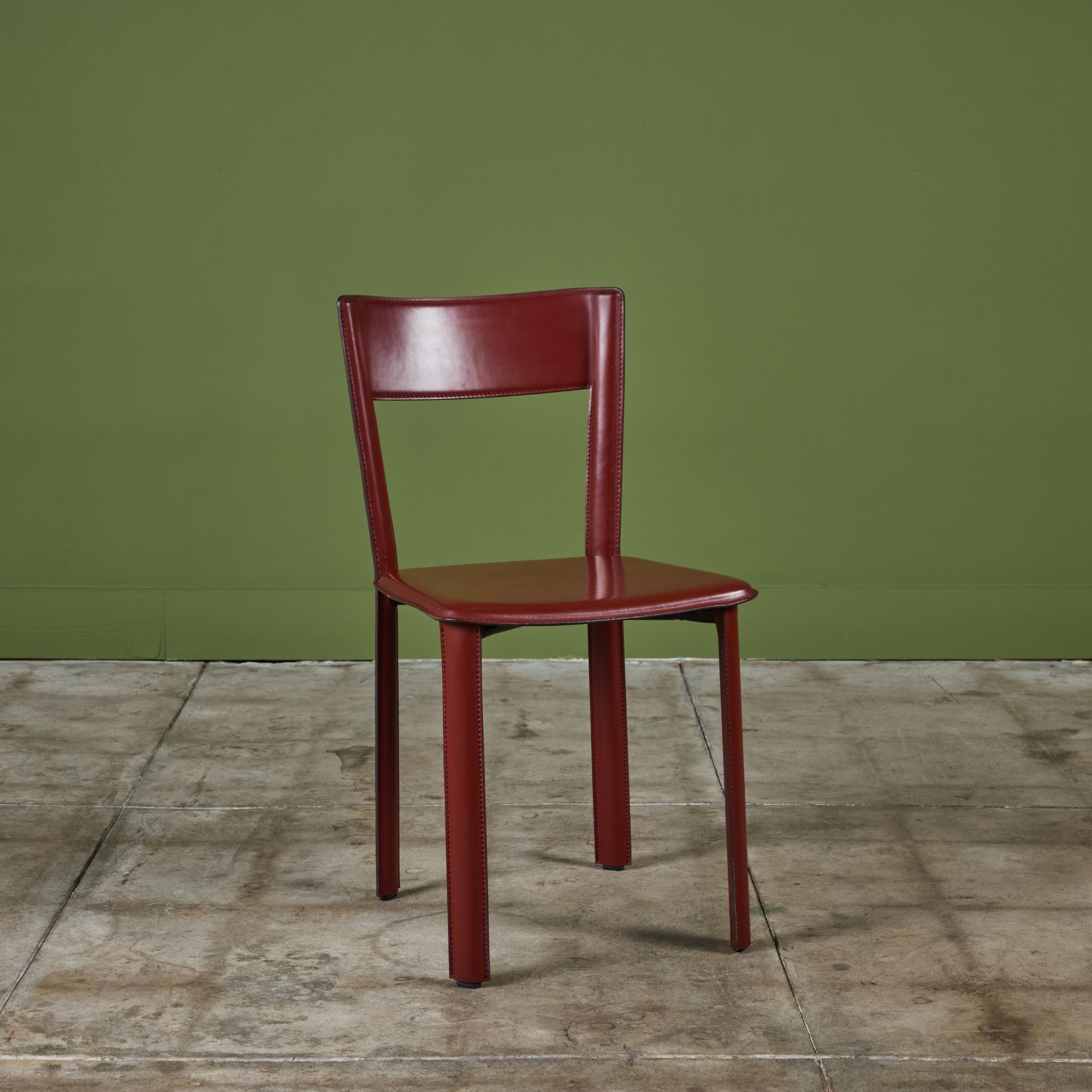 Modern Set of Six DWR Allegro Red Leather Dining Chairs