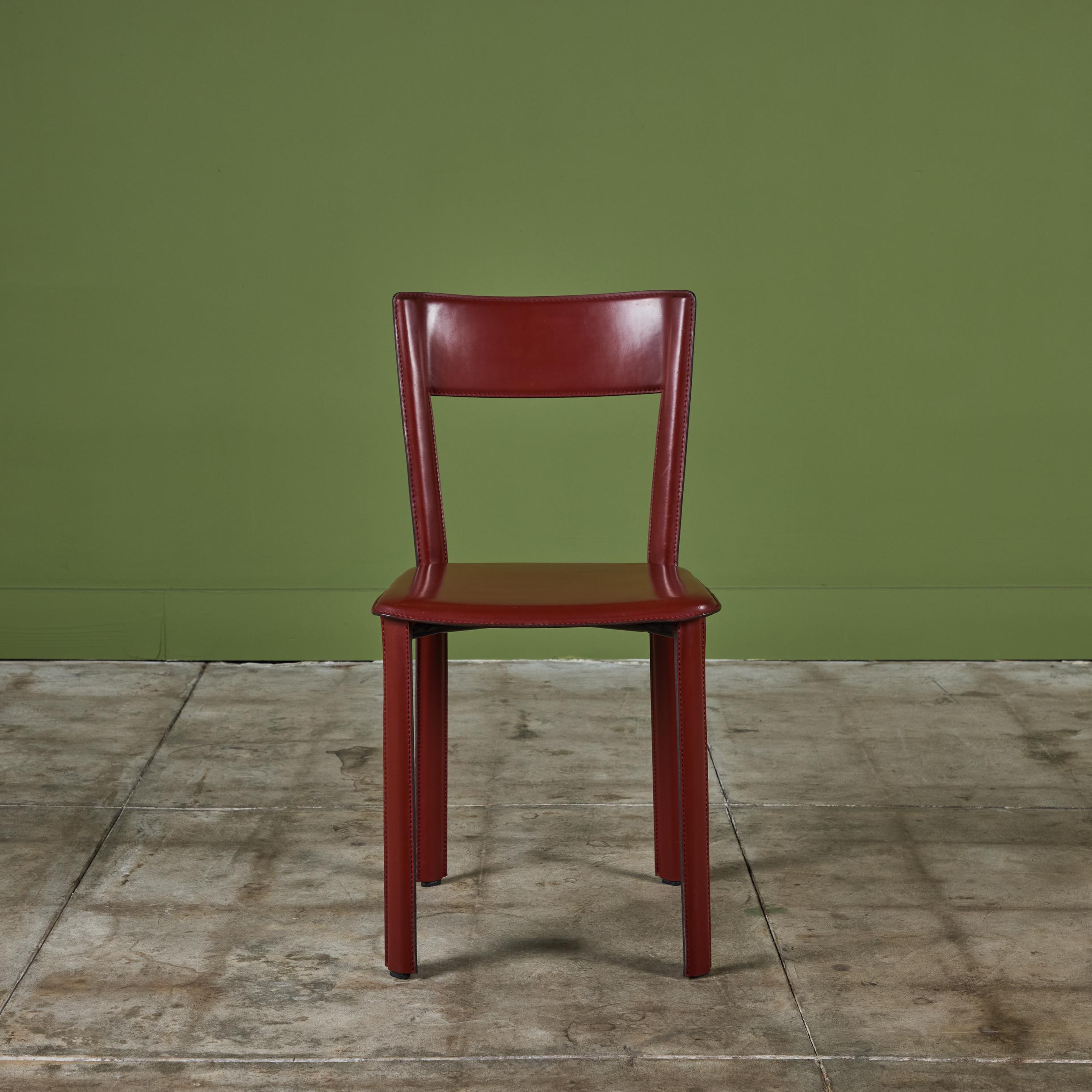 American Set of Six DWR Allegro Red Leather Dining Chairs