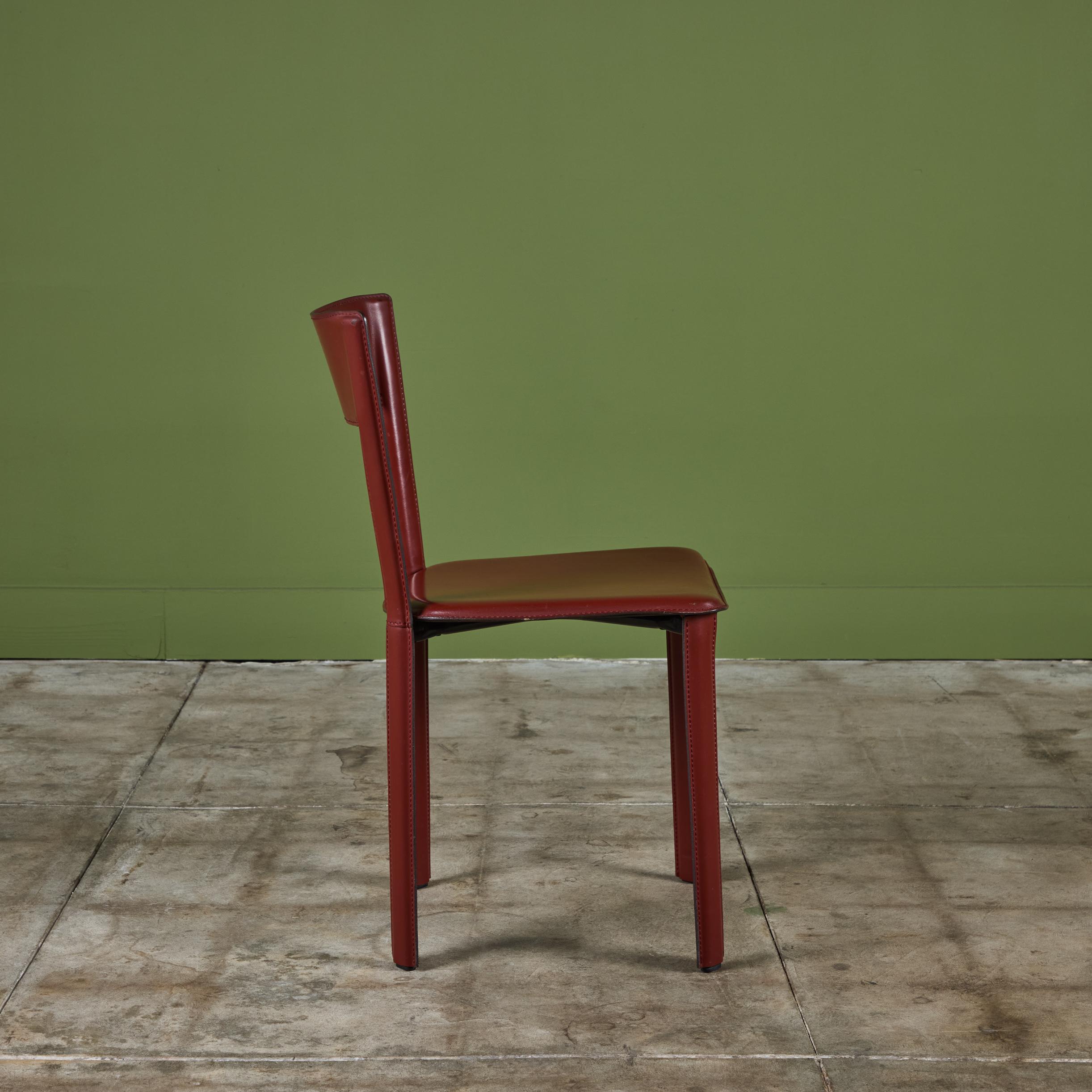 Contemporary Set of Six DWR Allegro Red Leather Dining Chairs