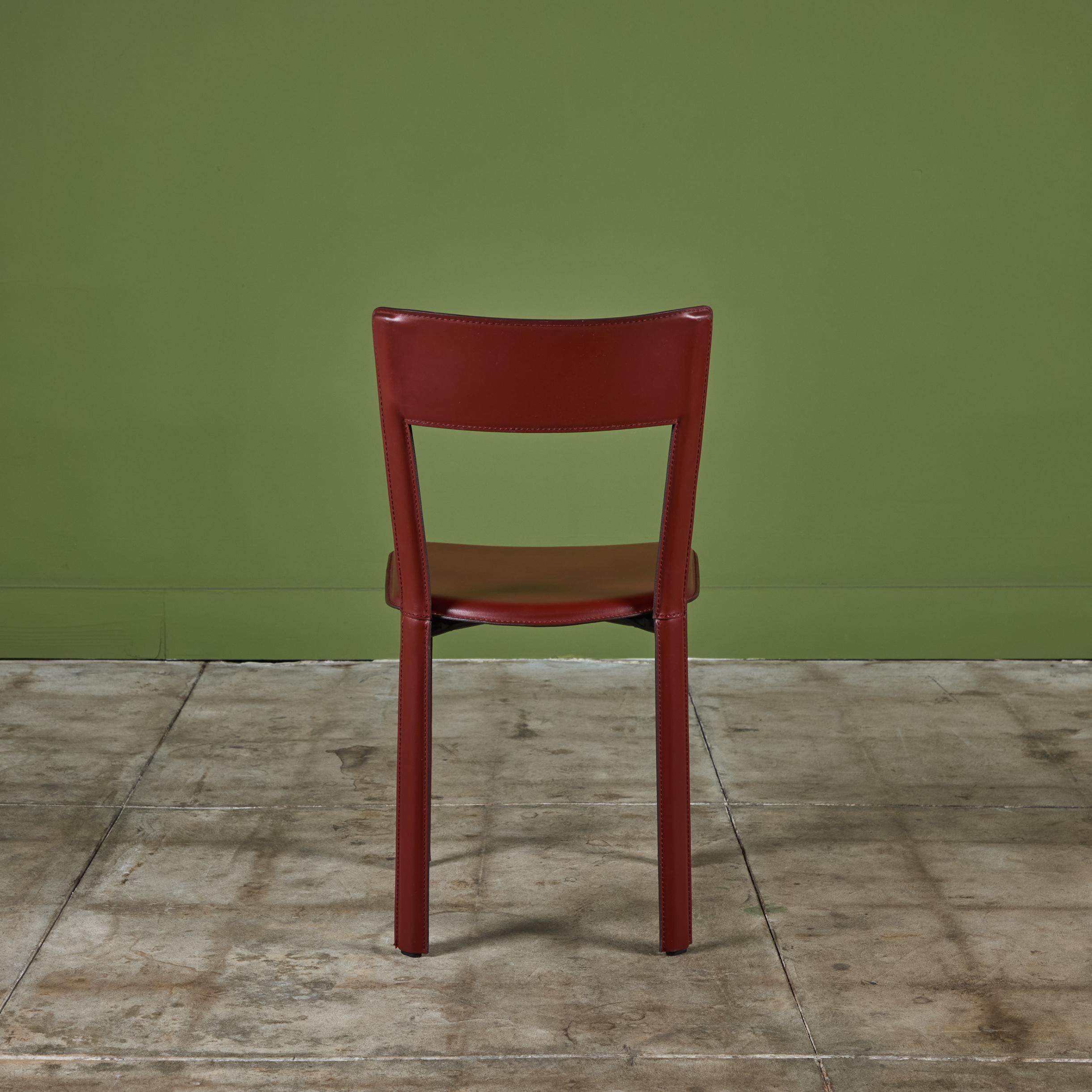 Set of Six DWR Allegro Red Leather Dining Chairs 1