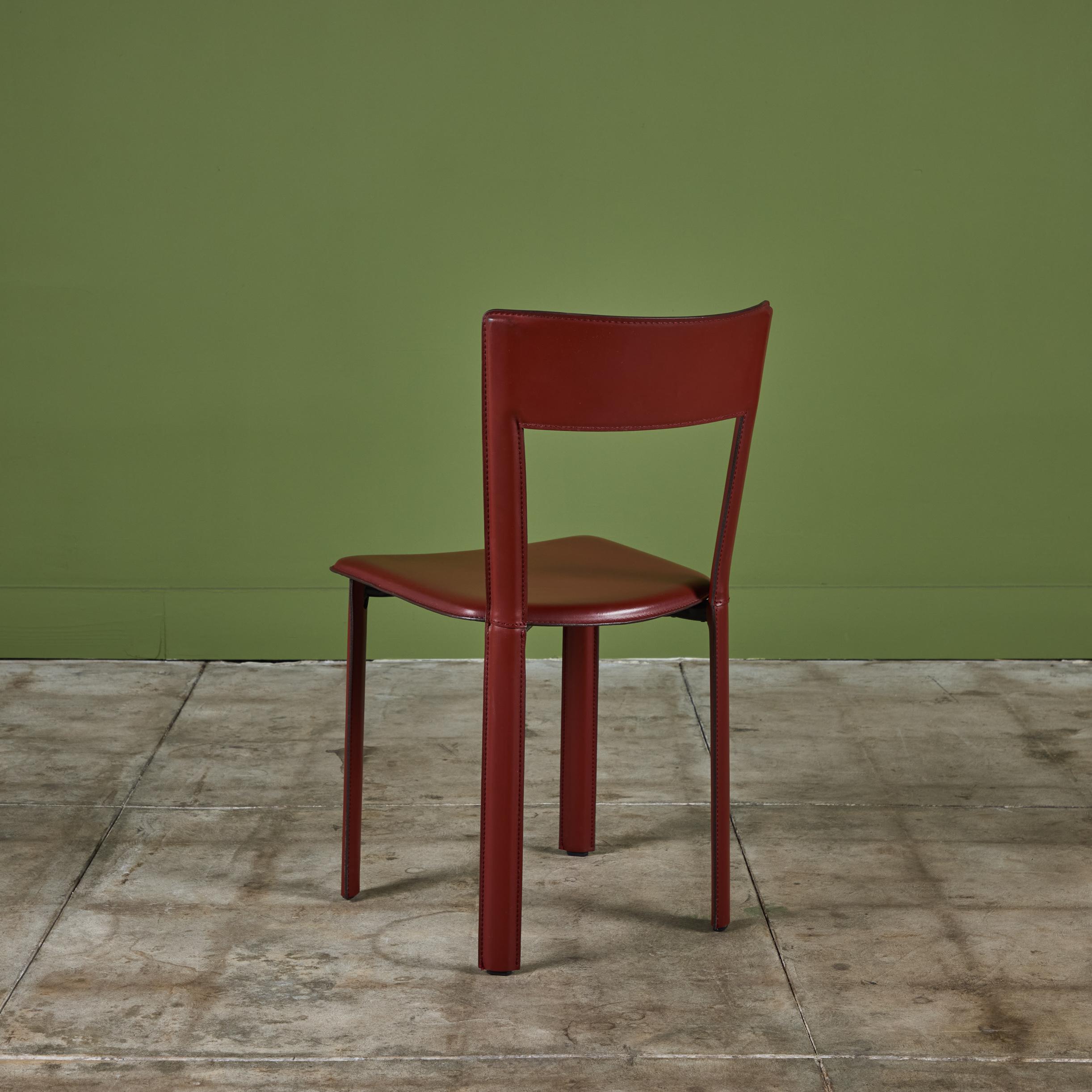 Set of Six DWR Allegro Red Leather Dining Chairs 2