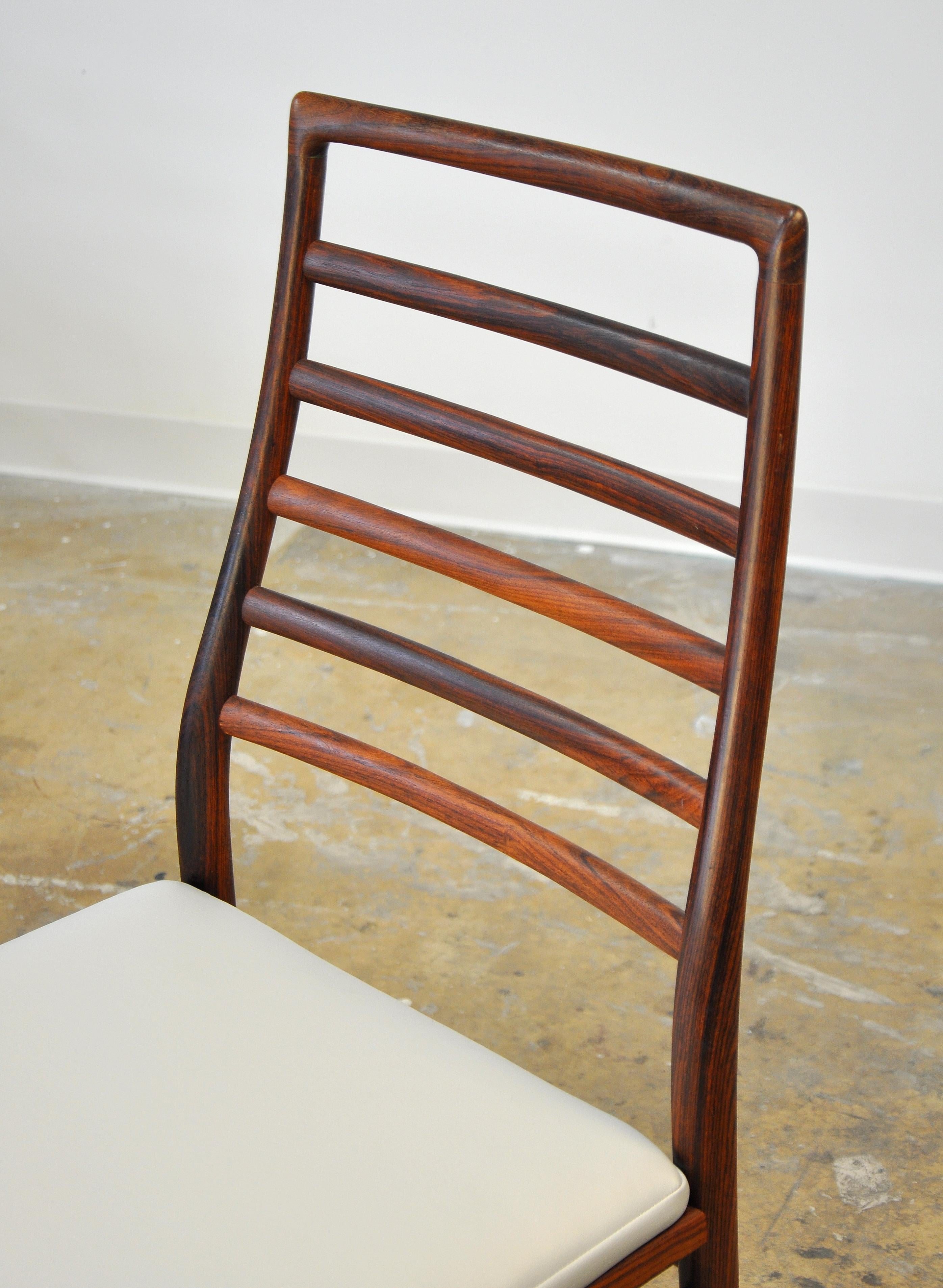 Set of Six Dyrlund Rosewood Ladder Back Dining Chairs 6