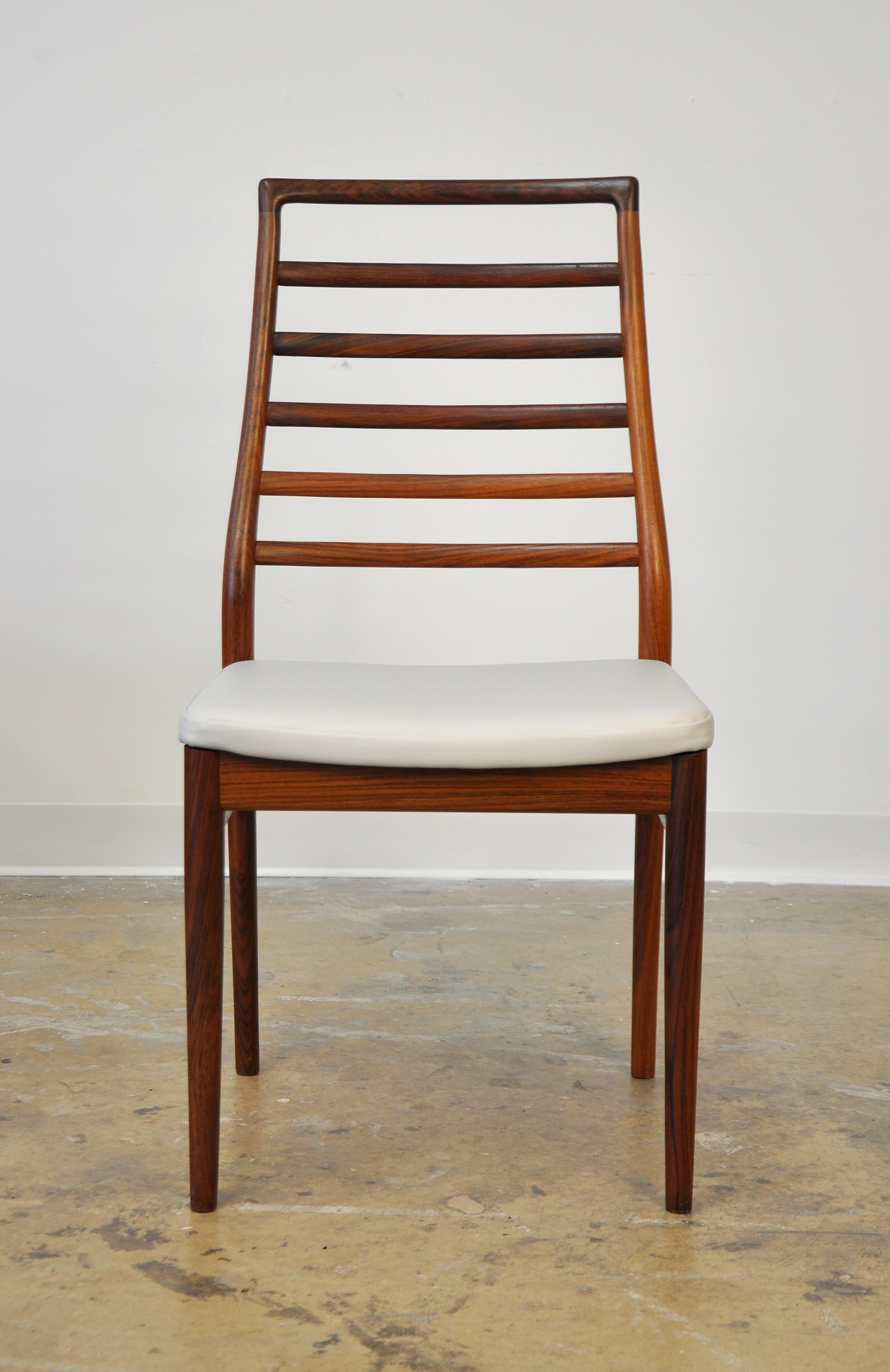 Danish Set of Six Dyrlund Rosewood Ladder Back Dining Chairs