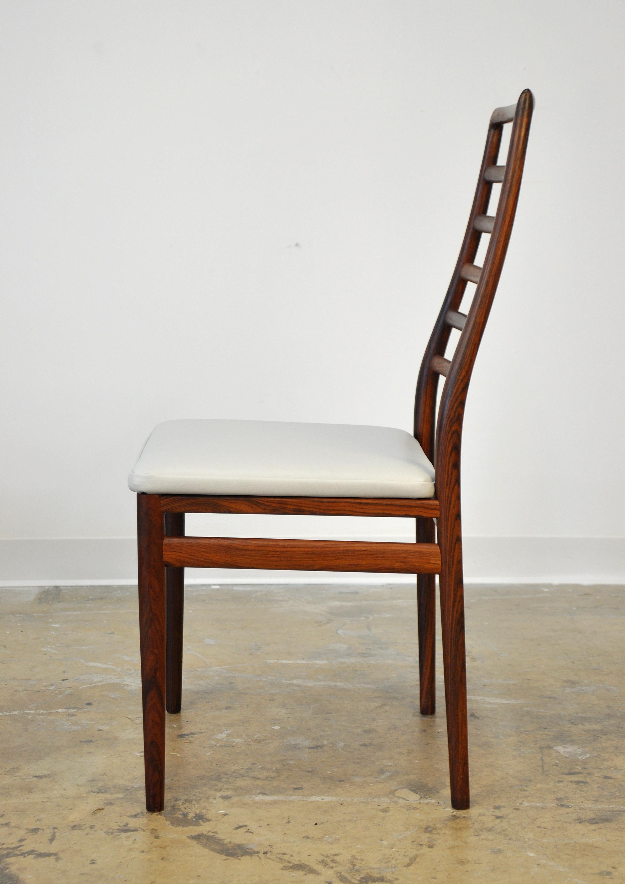 Mid-20th Century Set of Six Dyrlund Rosewood Ladder Back Dining Chairs
