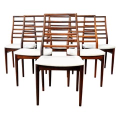 Set of Six Dyrlund Rosewood Ladder Back Dining Chairs