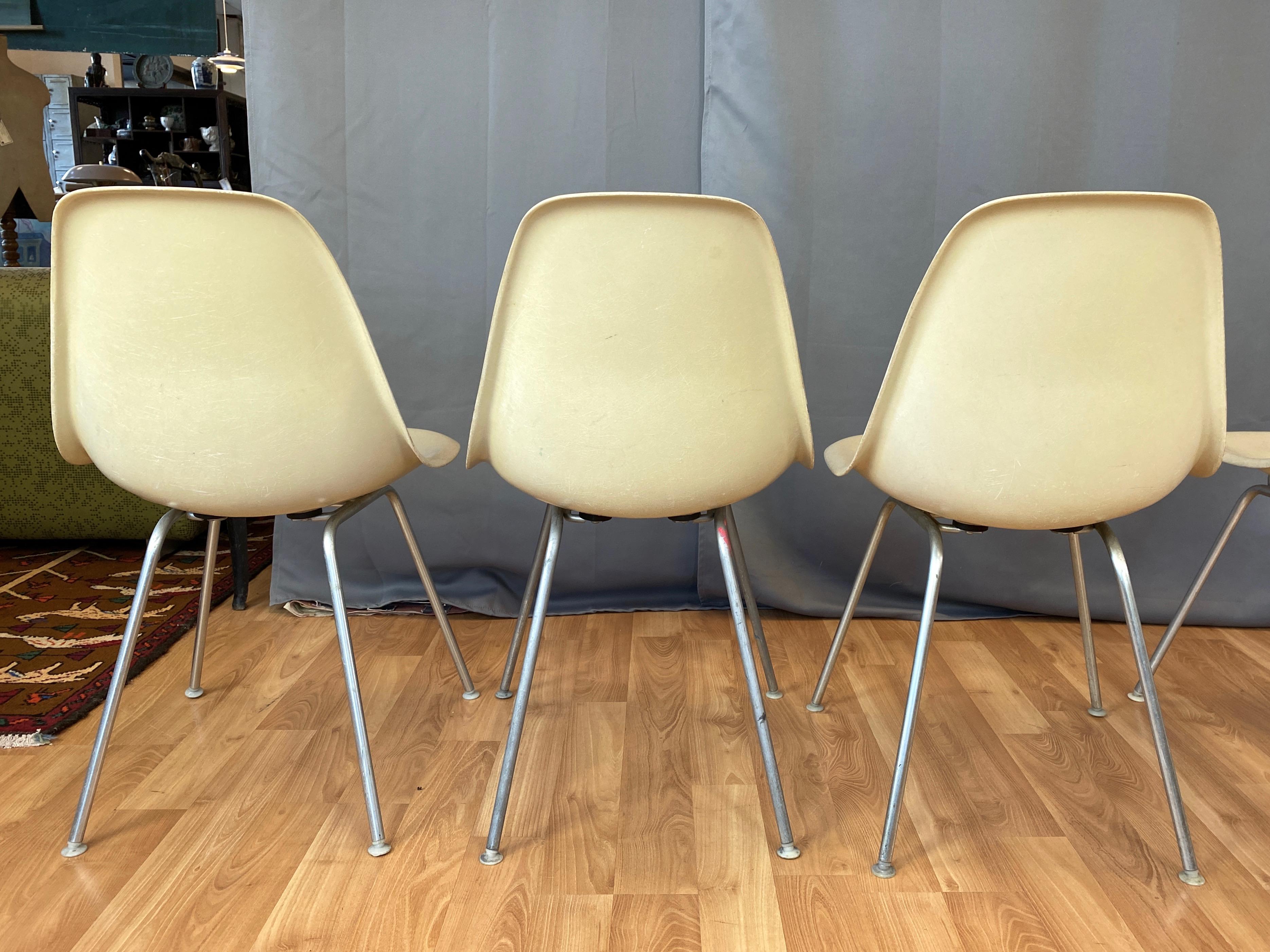 Set of Six Eames for Herman Miller DSX and DSG Side Chairs in Parchment, 1959 2