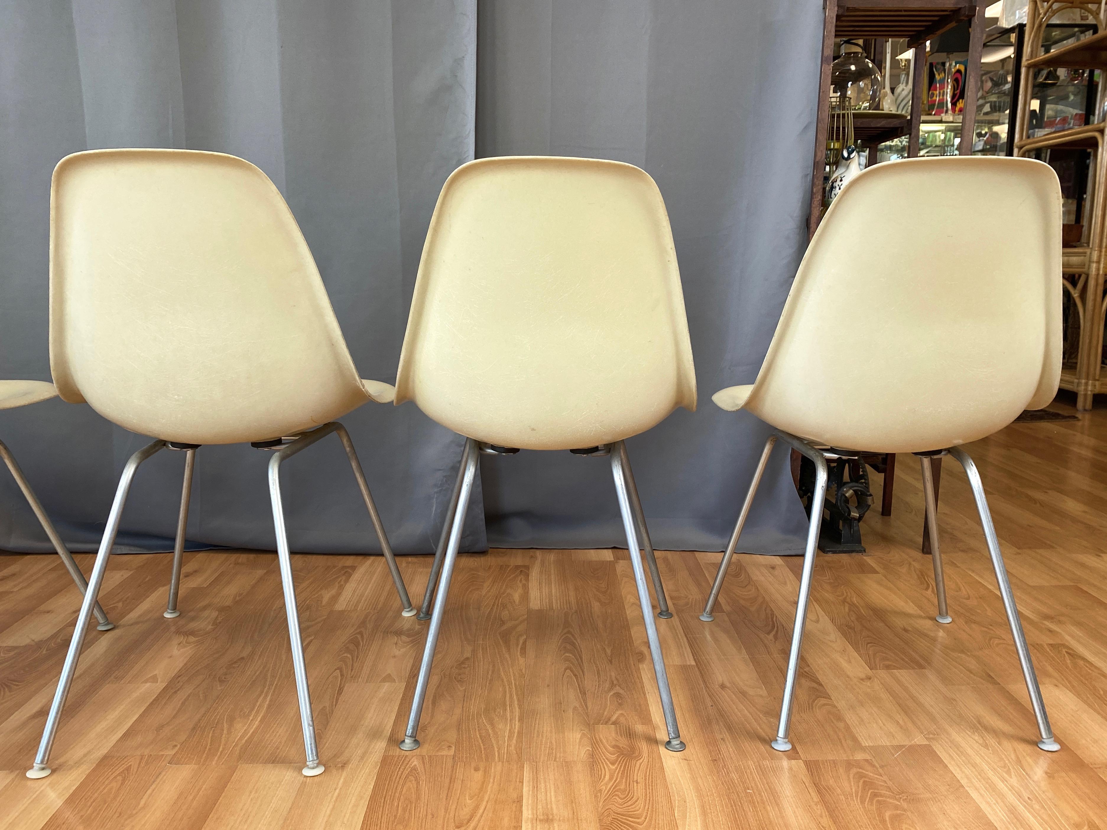 Set of Six Eames for Herman Miller DSX and DSG Side Chairs in Parchment, 1959 3