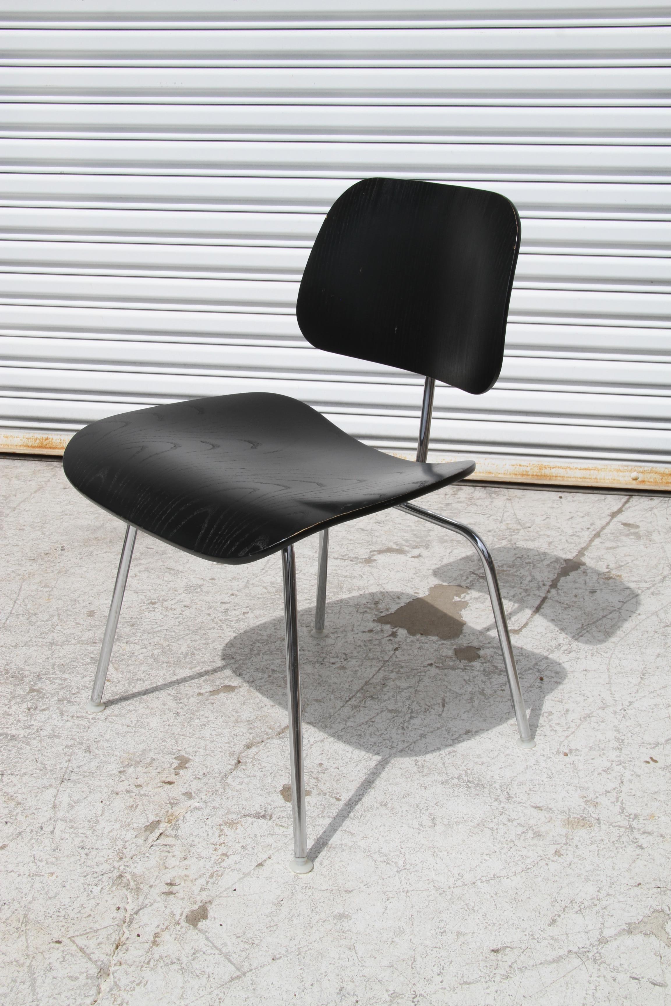 Ebonized Set of Six Eames Herman Miller DCM Dining Chairs