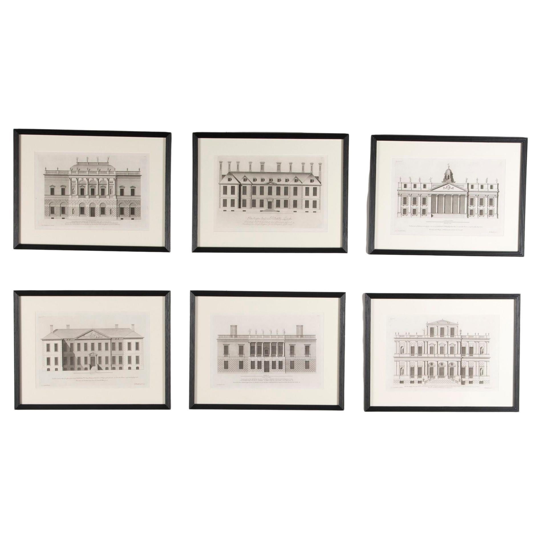 Set of Six Early 18th Century Architectural Engravings by Sir Colin Campbell For Sale