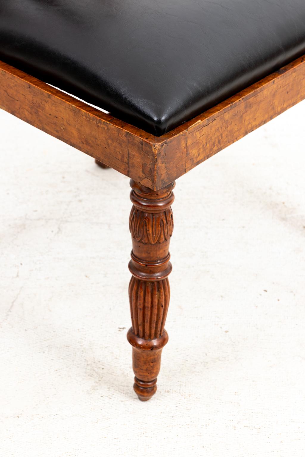 Leather Set of Six Early 19th Century Burled Walnut Dining Chairs For Sale