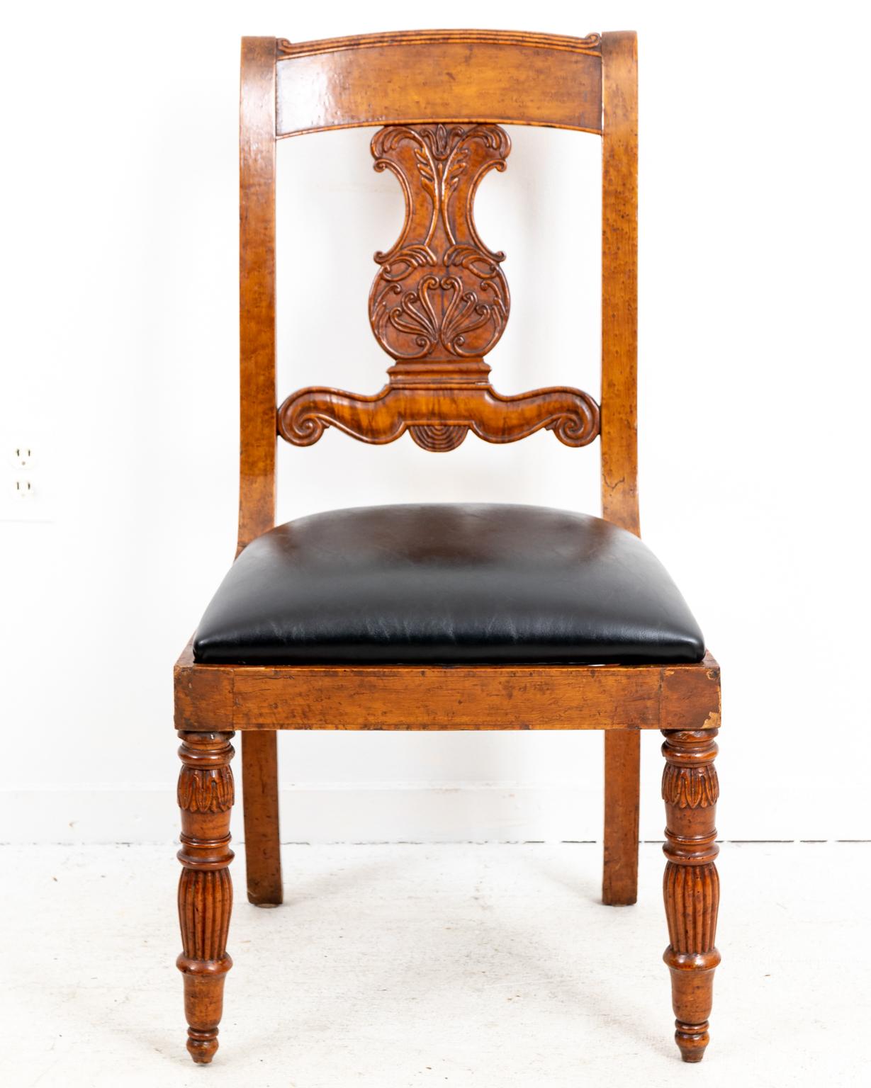 Set of Six Early 19th Century Burled Walnut Dining Chairs For Sale 4