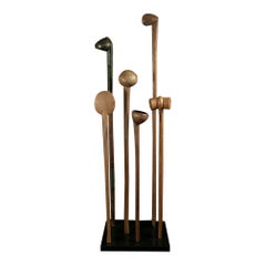 Set of Six Early 20th Century Carved Wood Knobkerries, South Africa