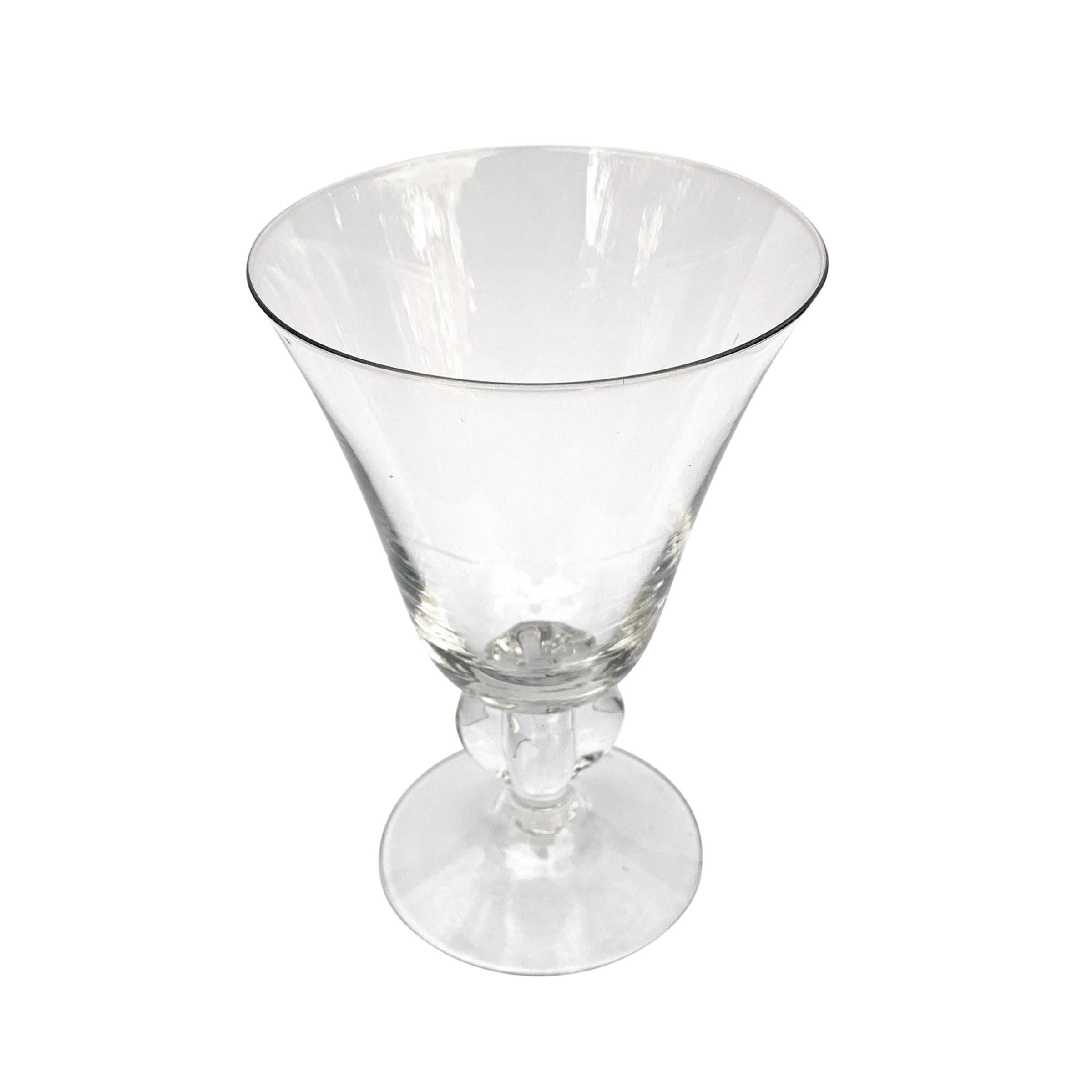 Modern Set of Six Early 20th Century Swedish Crystal Wine Glasses