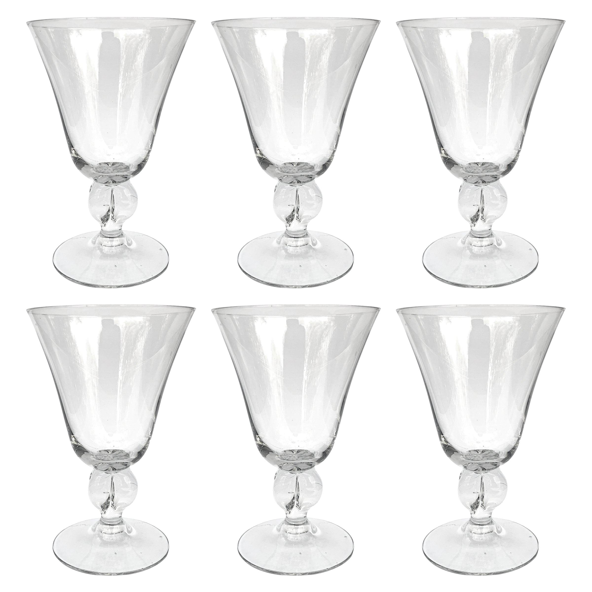 Set of Six Early 20th Century Swedish Crystal Wine Glasses