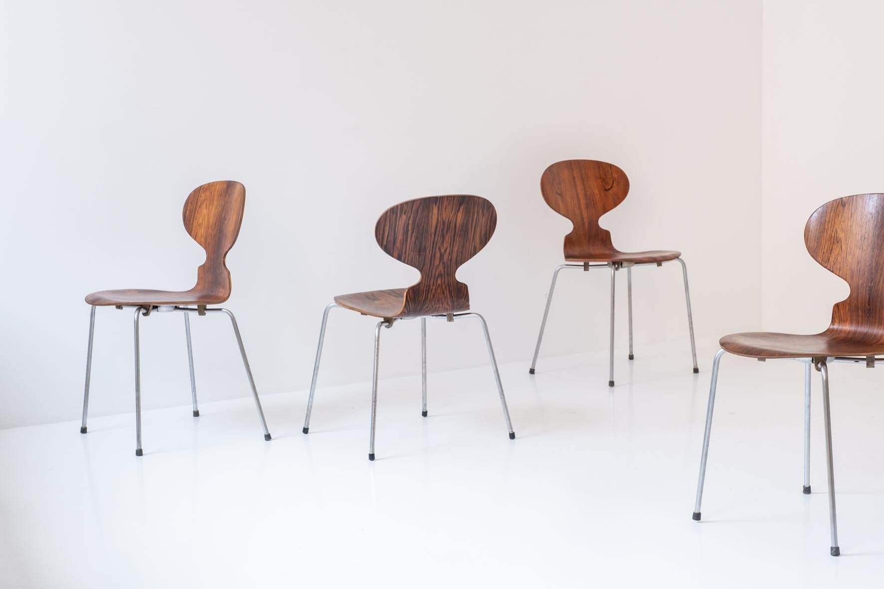 Danish Set of six early ‘Ant’ chairs by Arne Jacobsen for Fritz Hansen, DK 1951