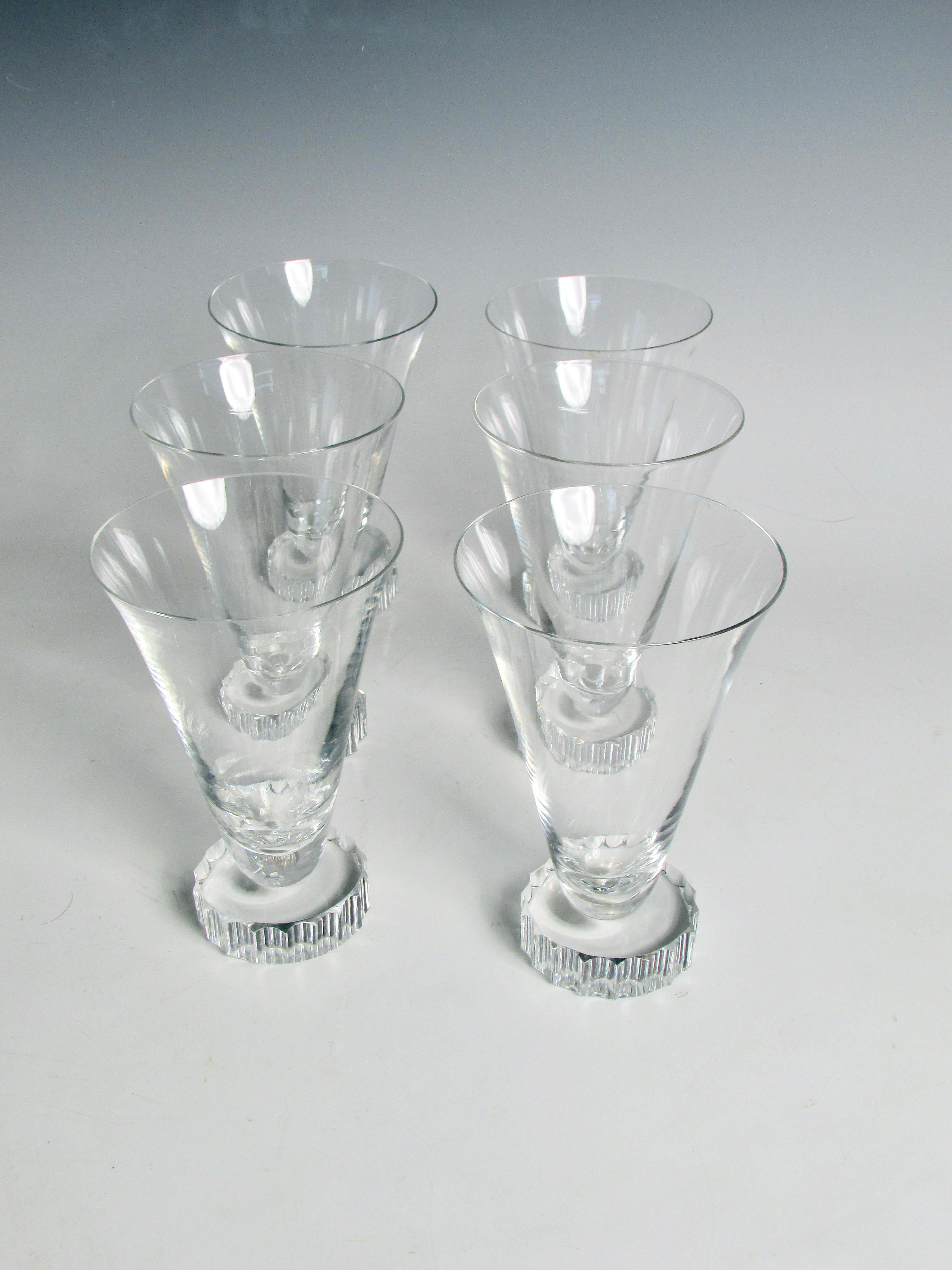 Set of Six Early Art Deco Libby Water or Cocktail Glasses In Good Condition For Sale In Ferndale, MI