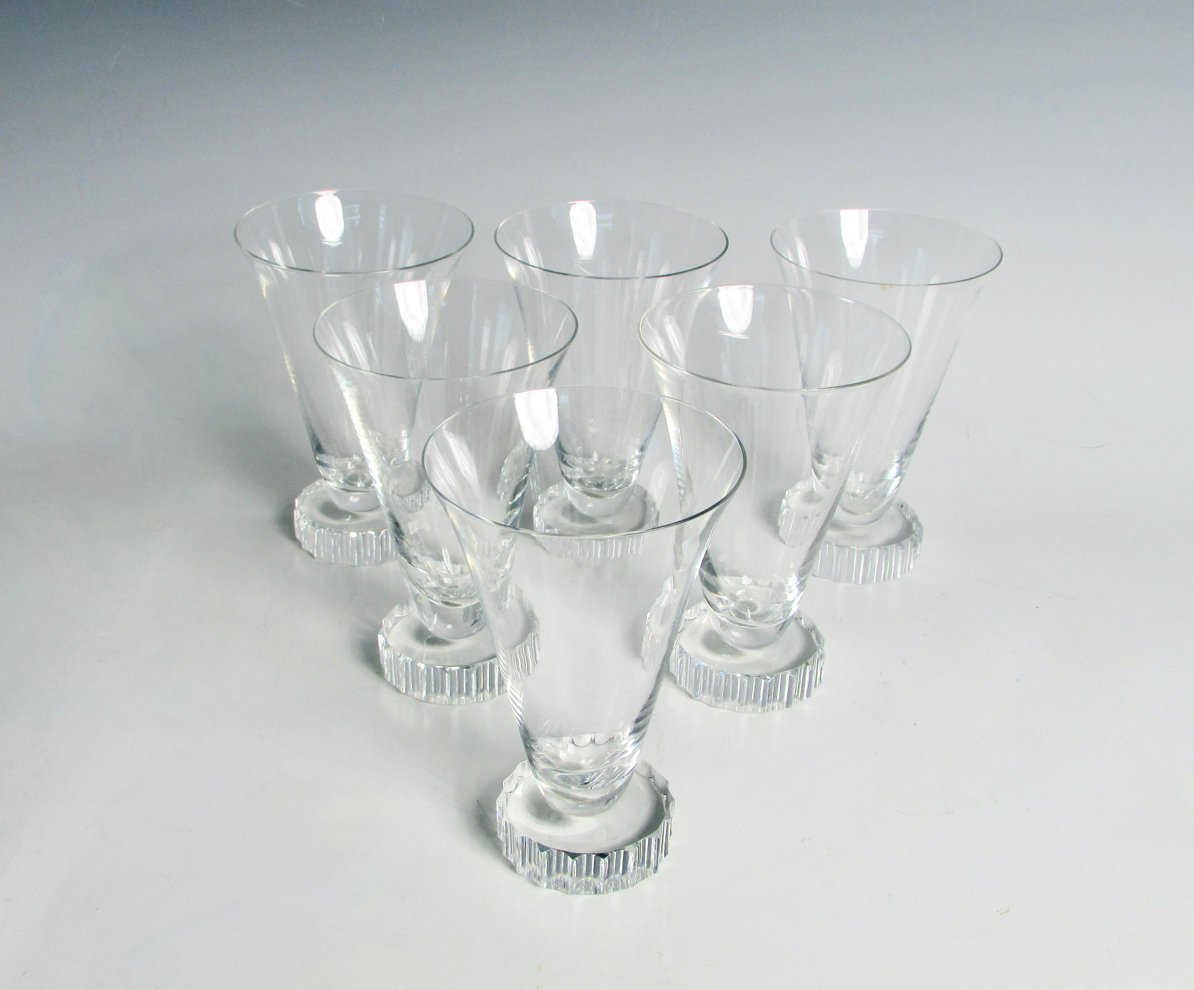 Early 20th Century Set of Six Early Art Deco Libby Water or Cocktail Glasses For Sale