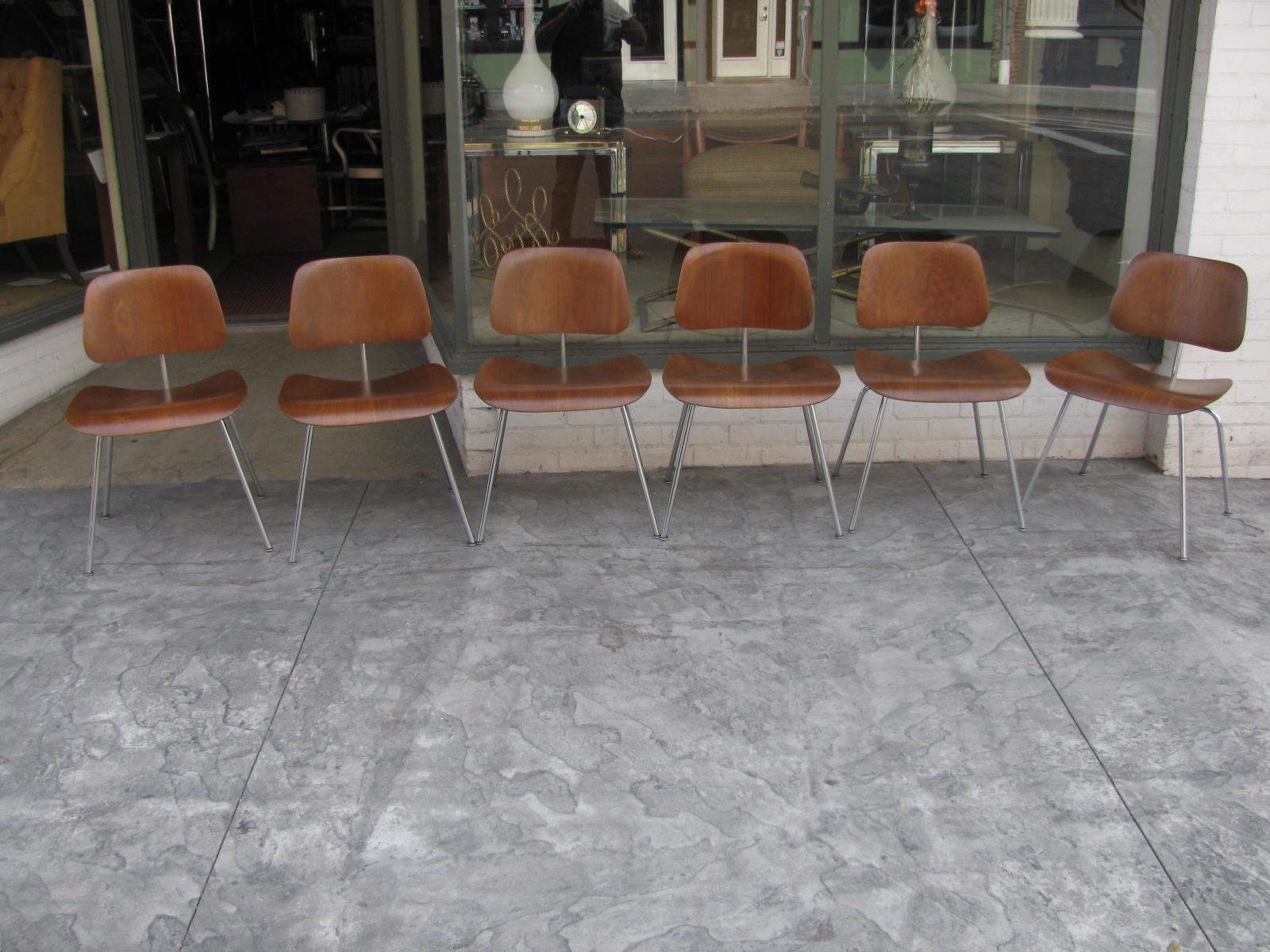 American Set of 6 Mid Century Early Evans for Charles + Ray Eames DCM Dining Chairs
