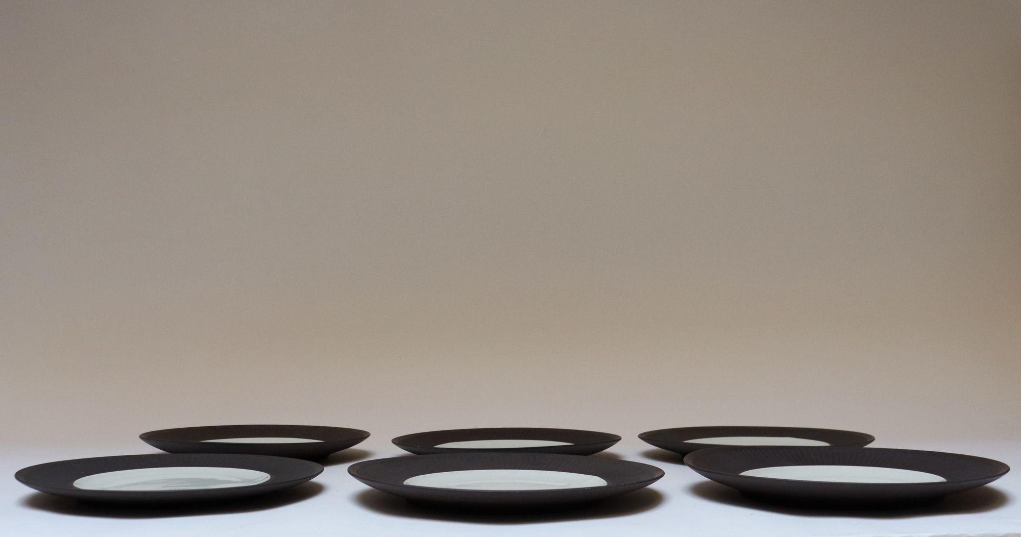 Lote de seis platos antiguos de Jens Quistgaard para Dansk Flamestone Escandinavo moderno en venta