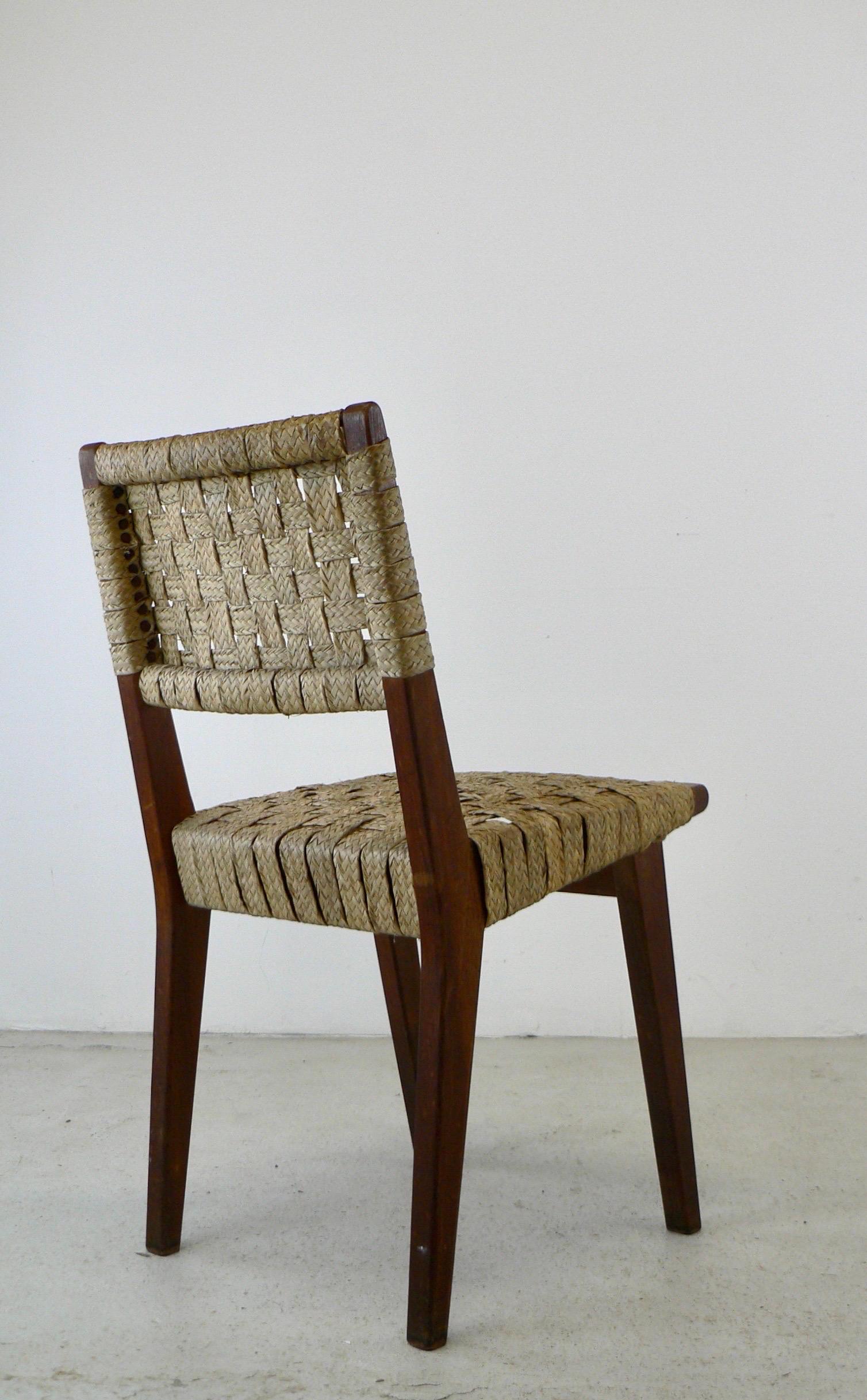 Mid-20th Century Set of six early Jens Risom chairs. France 1950. For Sale