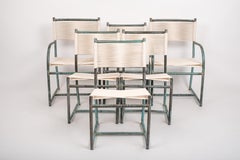 Set of Six Early Model 1940s Bronze Patio Dining Chairs by Walter Lamb