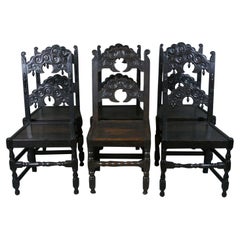 Set of Six Early Oak Yorkshire Back Stools, 5 Plus 1