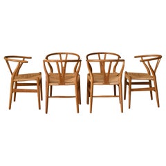 Set of Six Early Vintage Hans Wegner CH24 Wishbone Dining Chairs