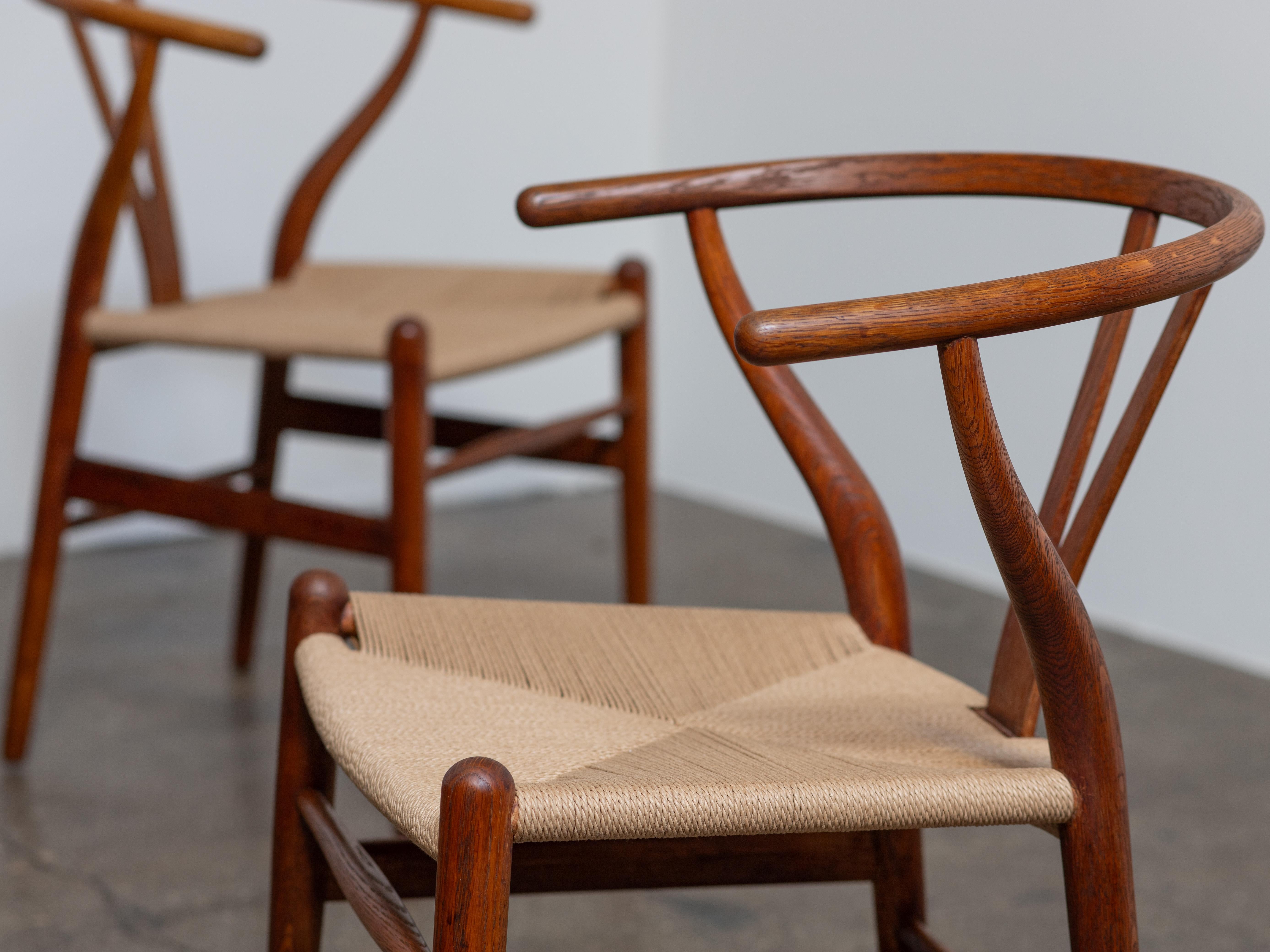 Set of Six Early Wegner Wishbone CH-24 Dining Chairs for Carl Hansen & Son 3