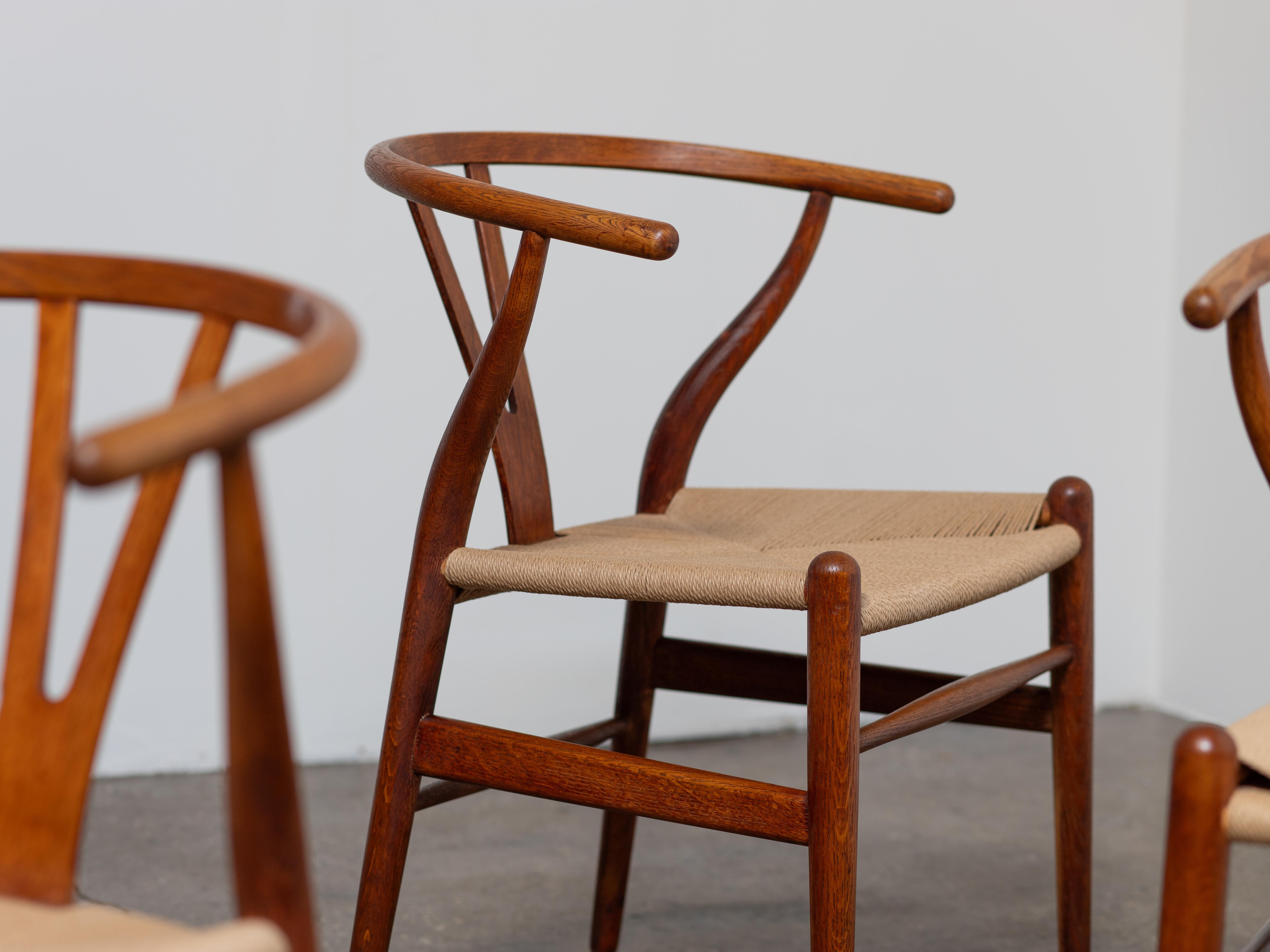 Papercord Set of Six Early Wegner Wishbone CH-24 Dining Chairs for Carl Hansen & Son For Sale