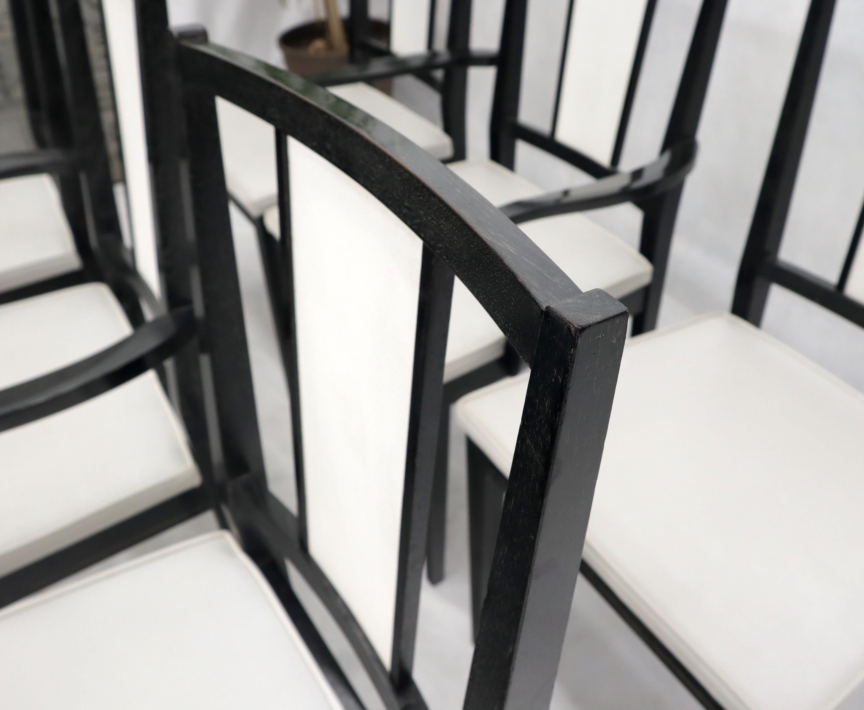 Mid-Century Modern Set of Six Ebonized Cerused Walnut Dining Chairs For Sale