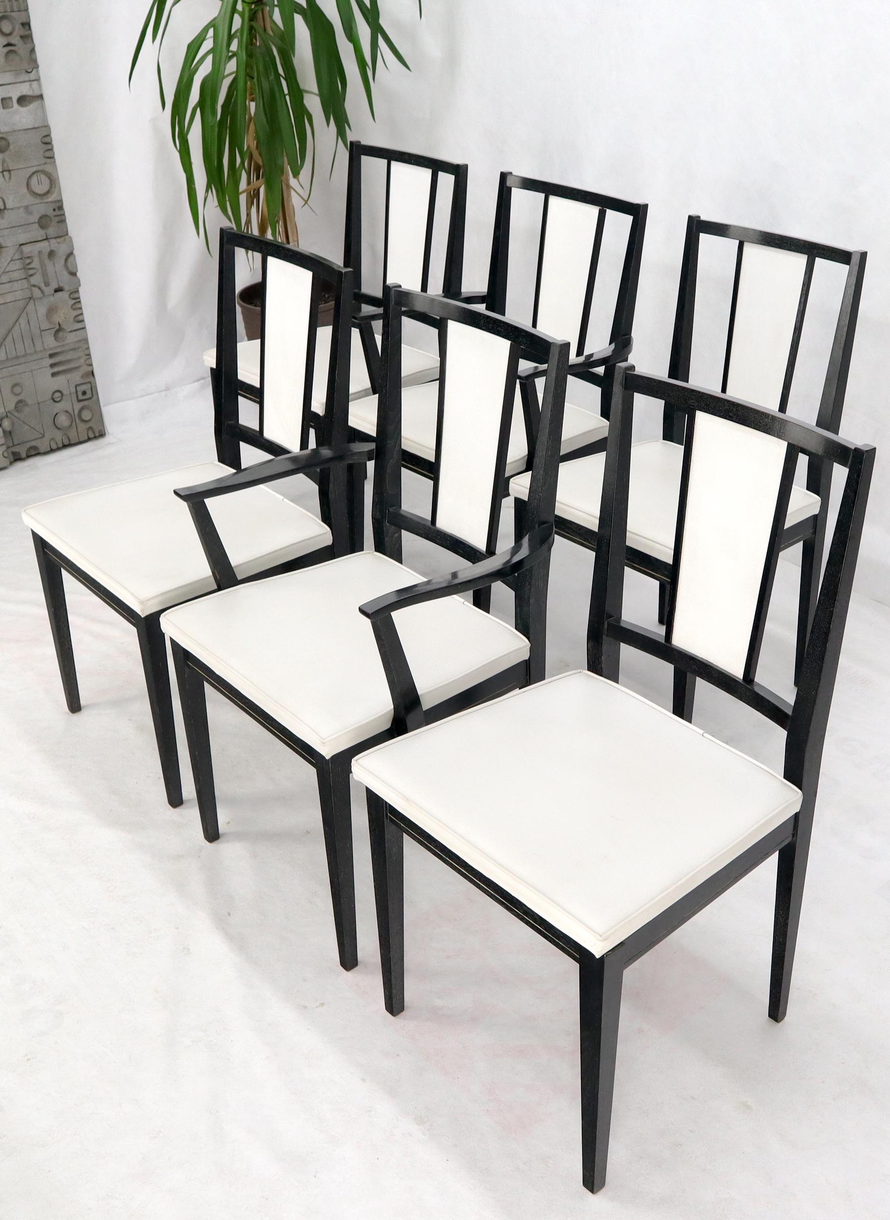 American Set of Six Ebonized Cerused Walnut Dining Chairs For Sale