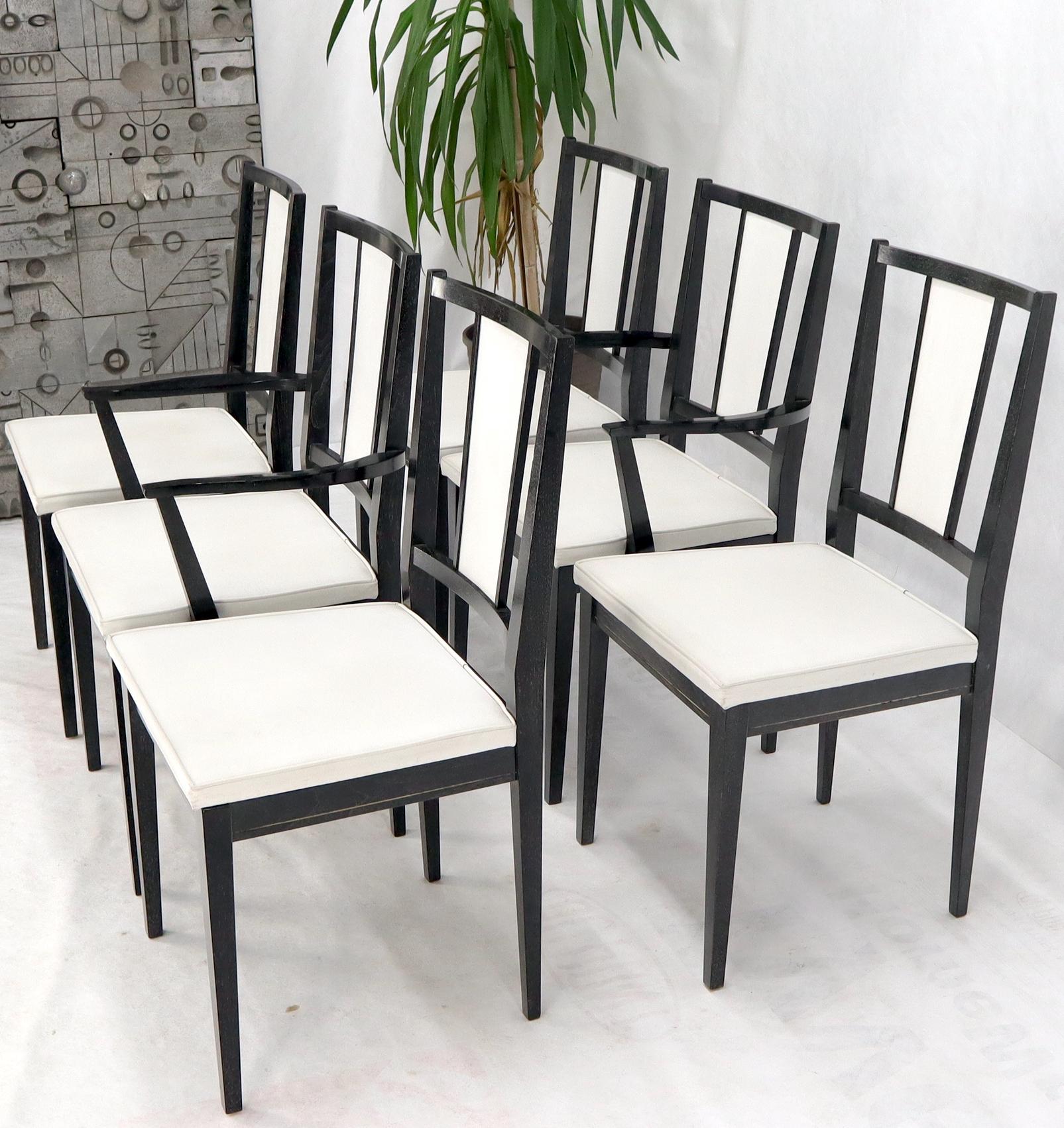 20th Century Set of Six Ebonized Cerused Walnut Dining Chairs For Sale