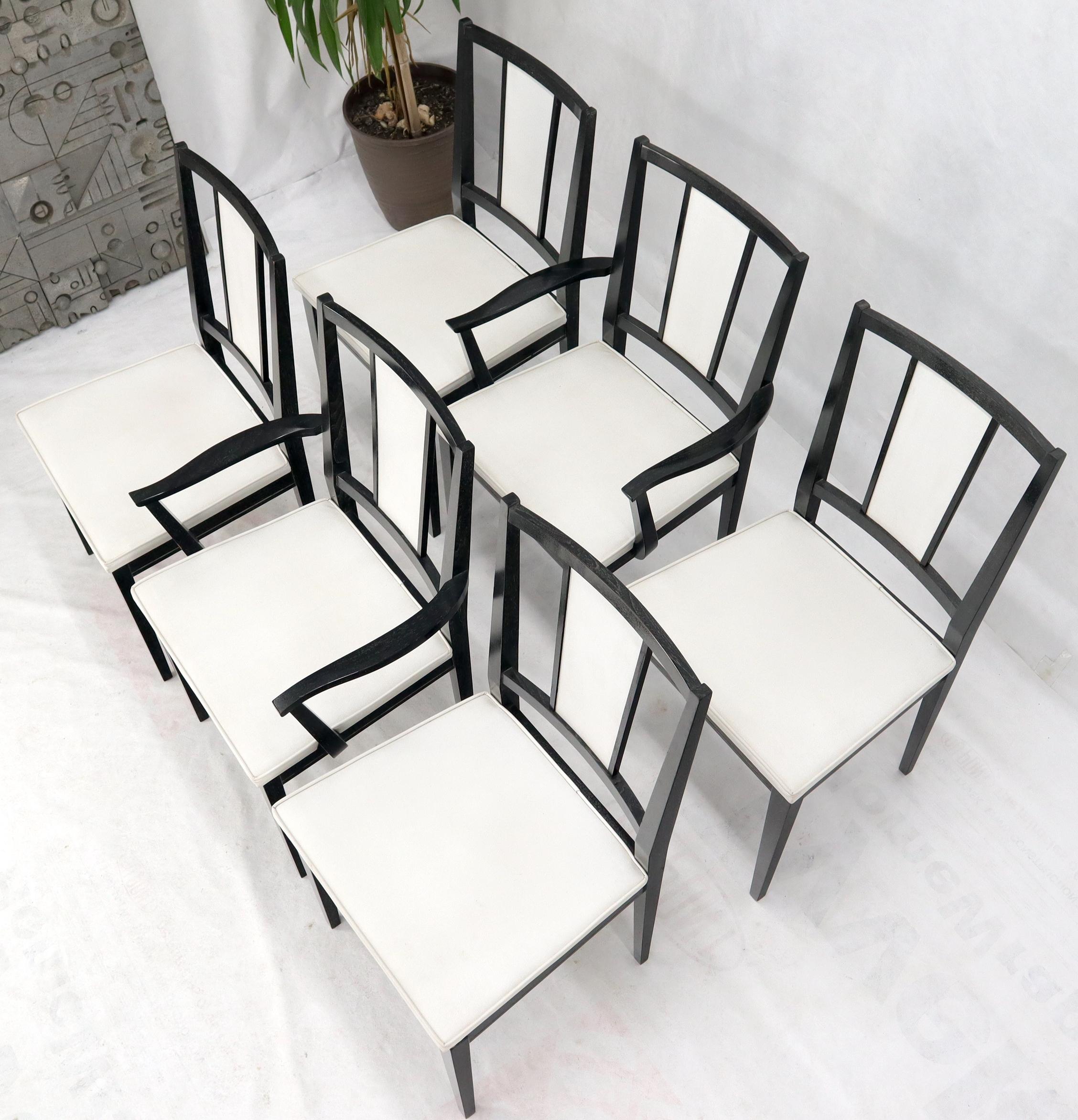 Set of Six Ebonized Cerused Walnut Dining Chairs For Sale 1