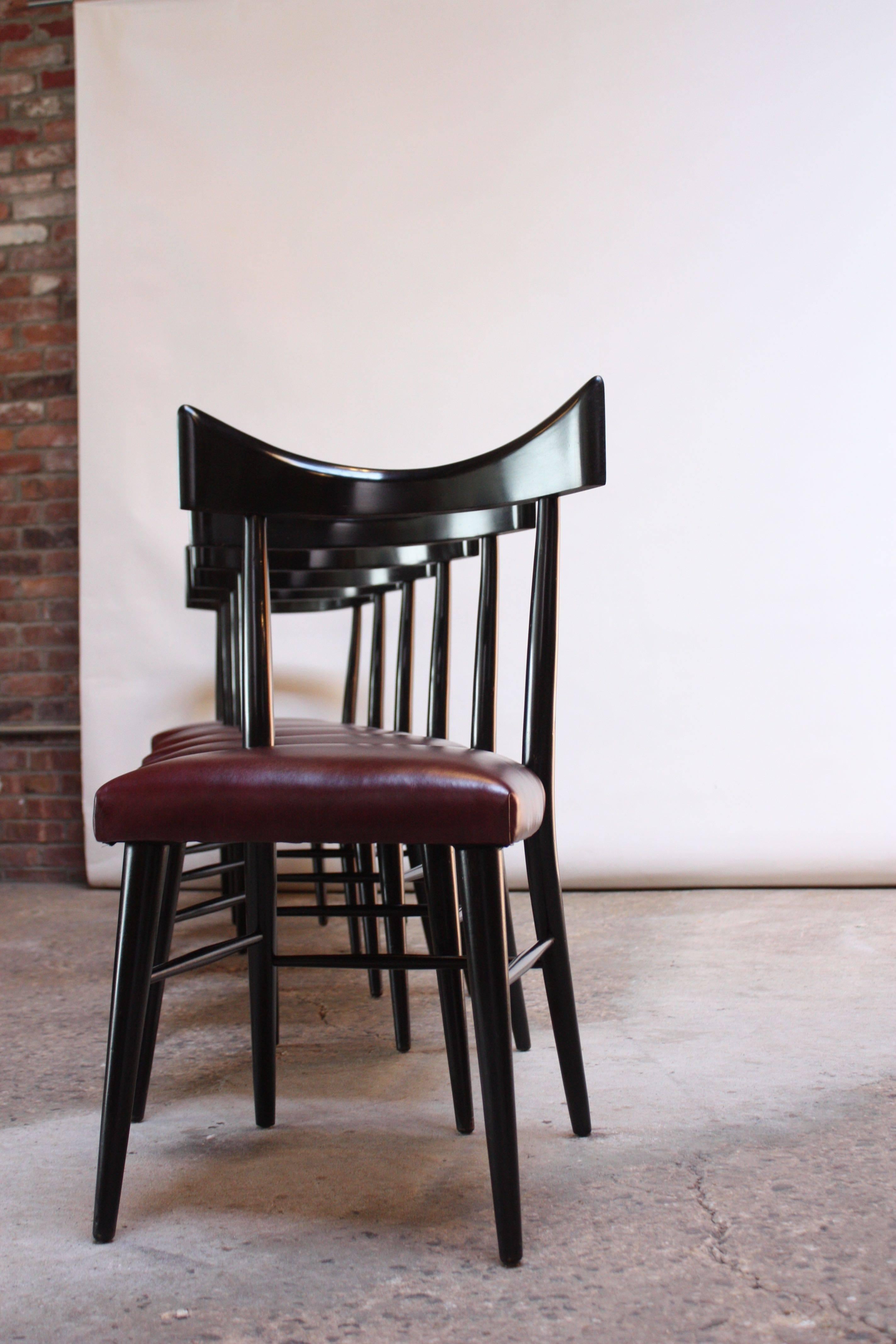 Mid-Century Modern Set of Six Ebonized Curved-Back Dining Chairs by Paul McCobb for Planner Group
