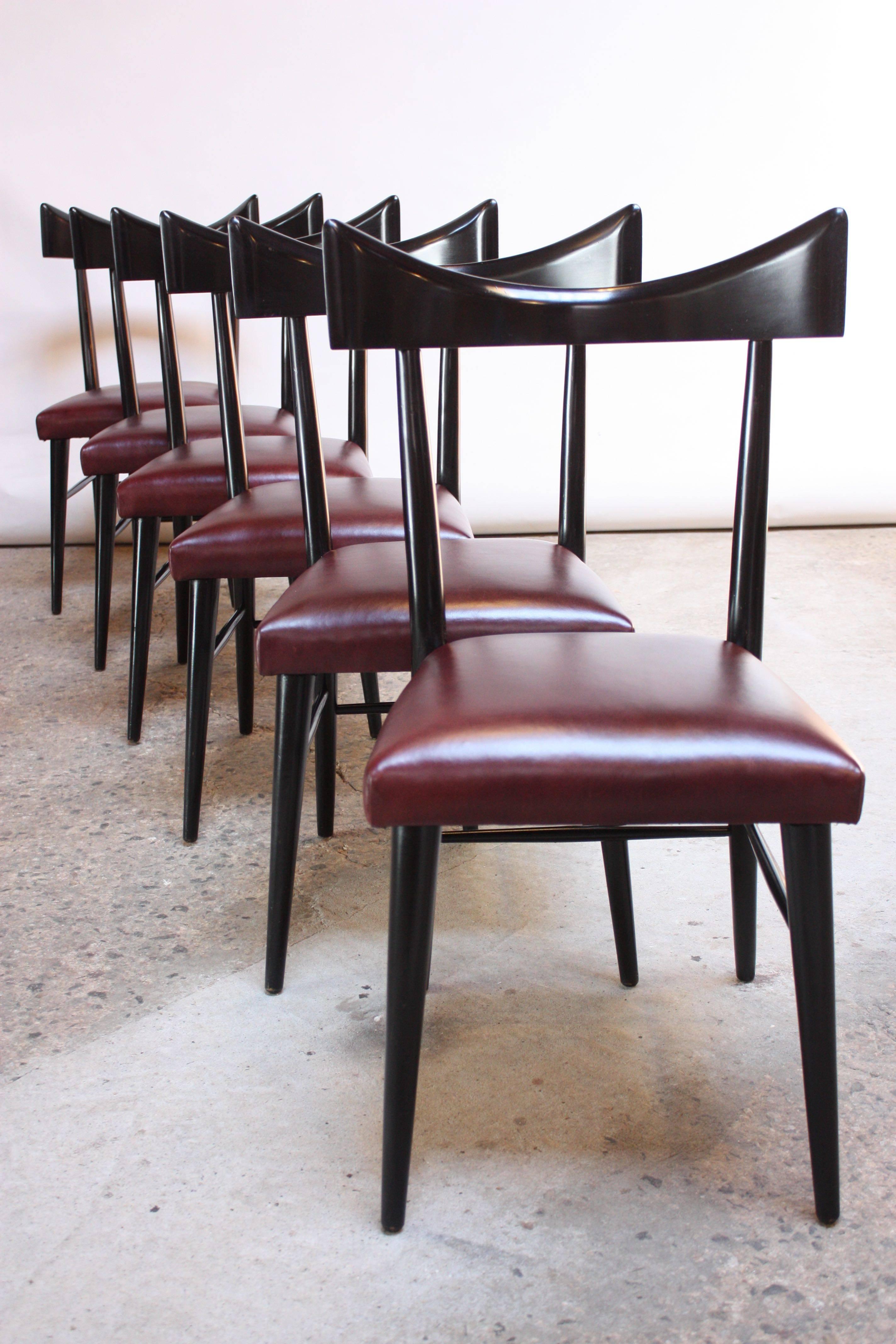 American Set of Six Ebonized Curved-Back Dining Chairs by Paul McCobb for Planner Group