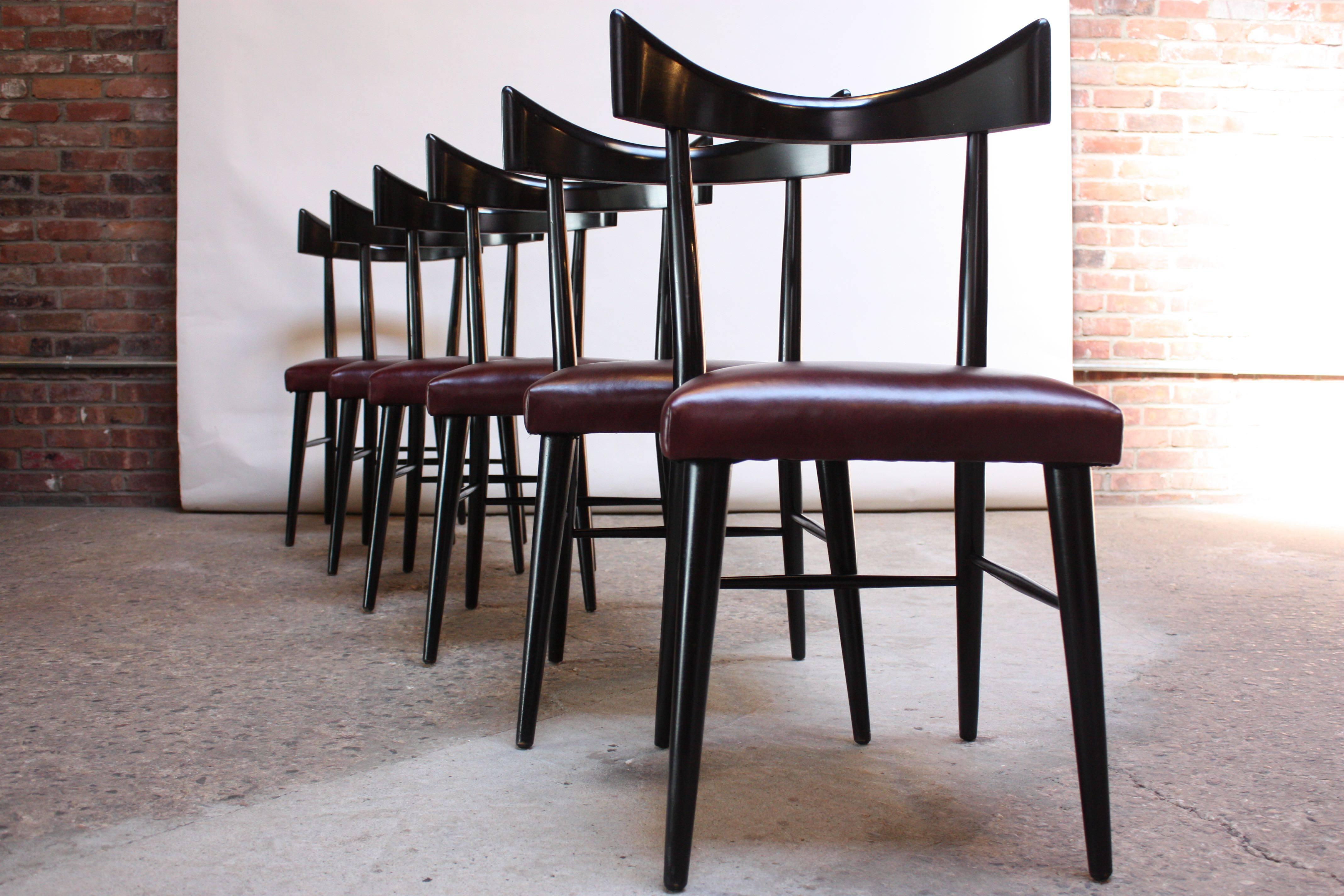 Set of Six Ebonized Curved-Back Dining Chairs by Paul McCobb for Planner Group In Excellent Condition In Brooklyn, NY