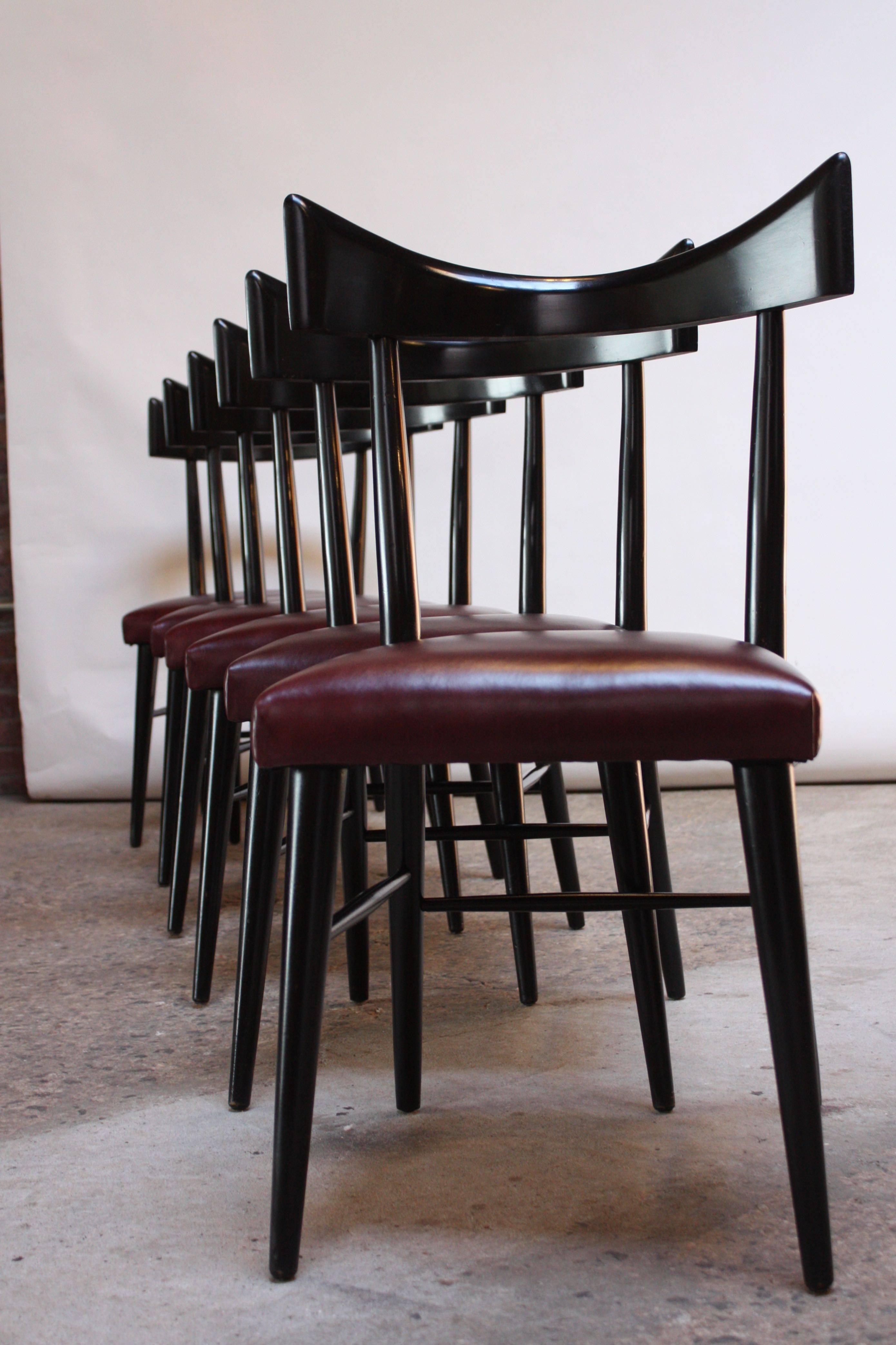 Mid-20th Century Set of Six Ebonized Curved-Back Dining Chairs by Paul McCobb for Planner Group