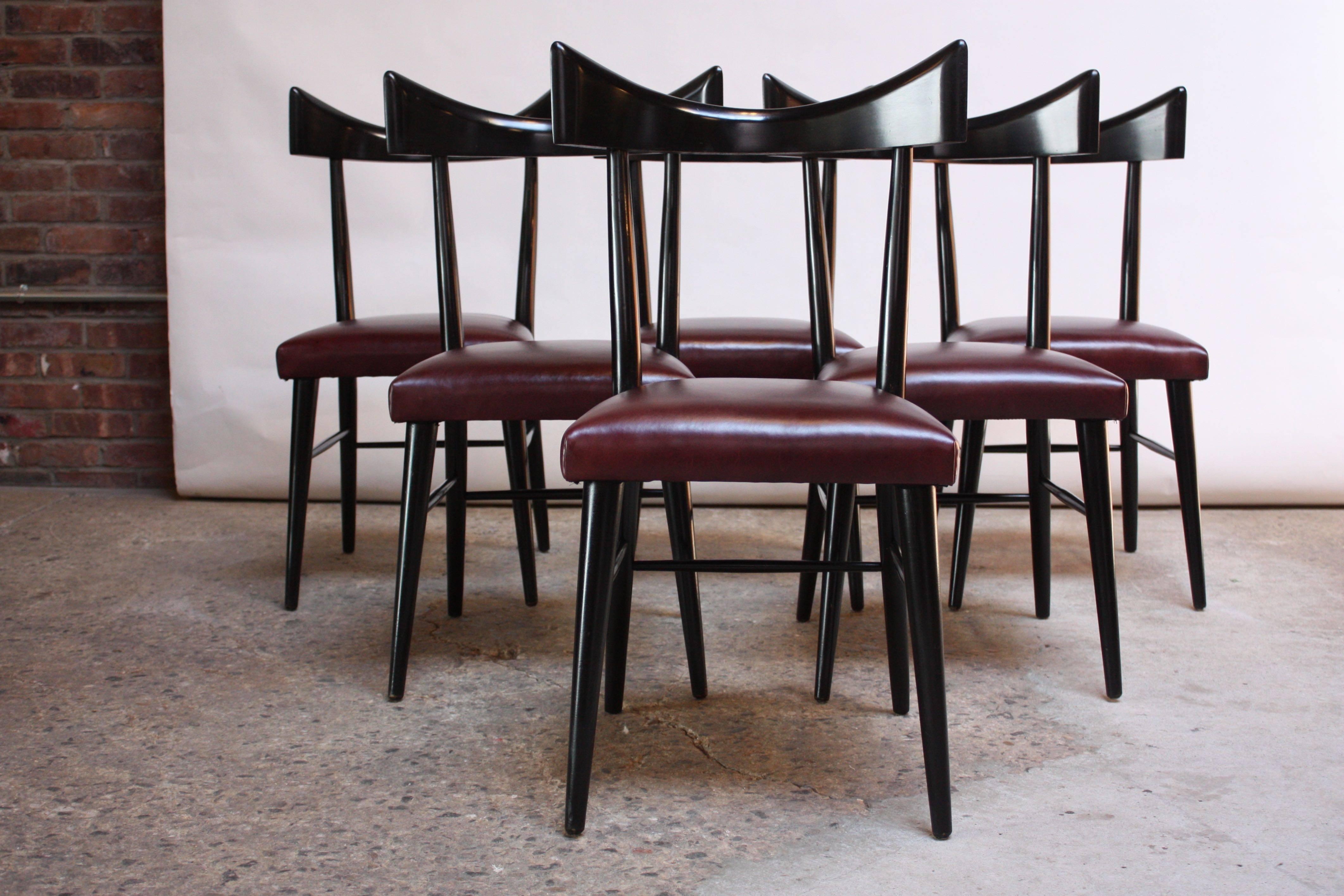 Set of Six Ebonized Curved-Back Dining Chairs by Paul McCobb for Planner Group 1