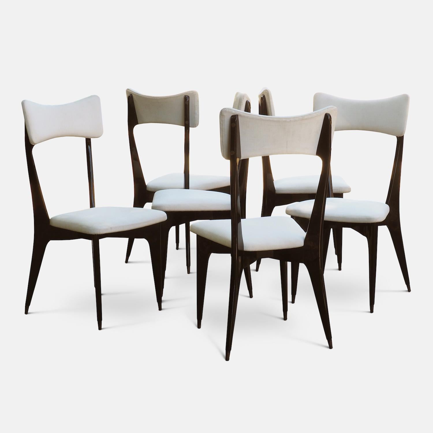 Set of Six Ebonized Dining Chairs Attributed to Ico Parisi 3