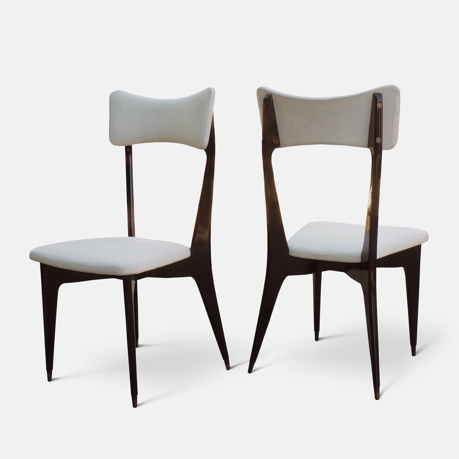 Mid-Century Modern Set of Six Ebonized Dining Chairs Attributed to Ico Parisi