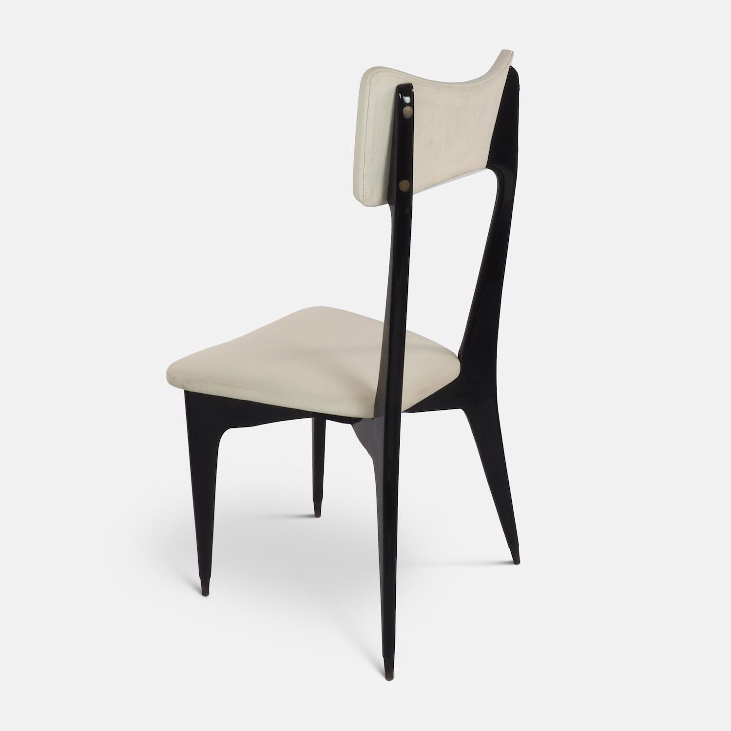 Italian Set of Six Ebonized Dining Chairs Attributed to Ico Parisi