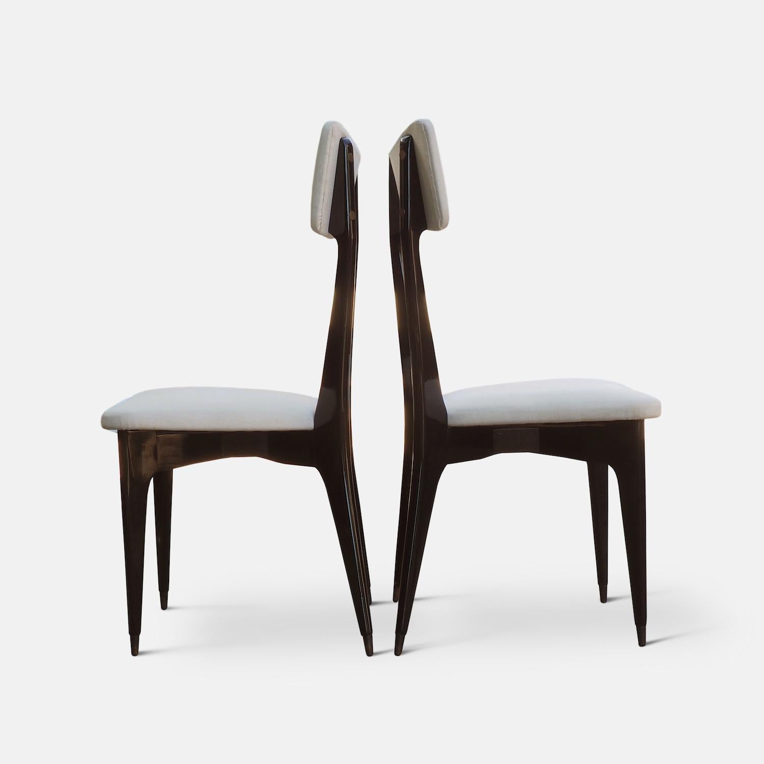 Set of Six Ebonized Dining Chairs Attributed to Ico Parisi 1