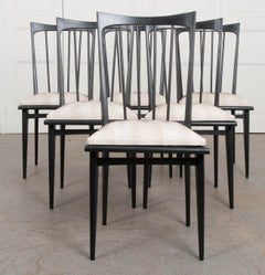 Ebonized Dining Chairs Set of Six, Mid-Century French Funky Style