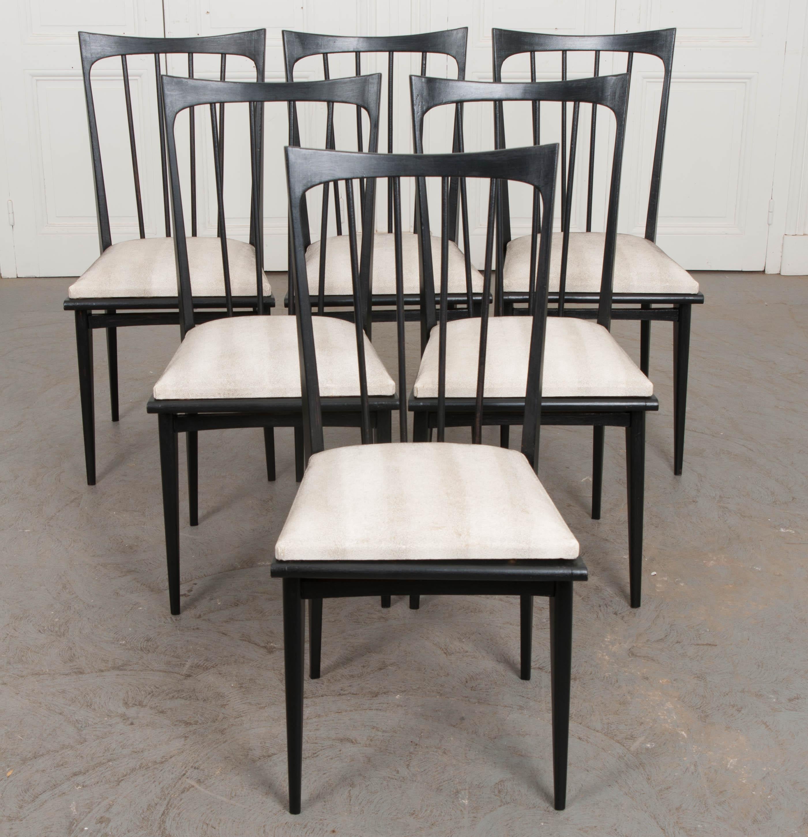 Other Set of Six Ebonized Midcentury Dining Chairs
