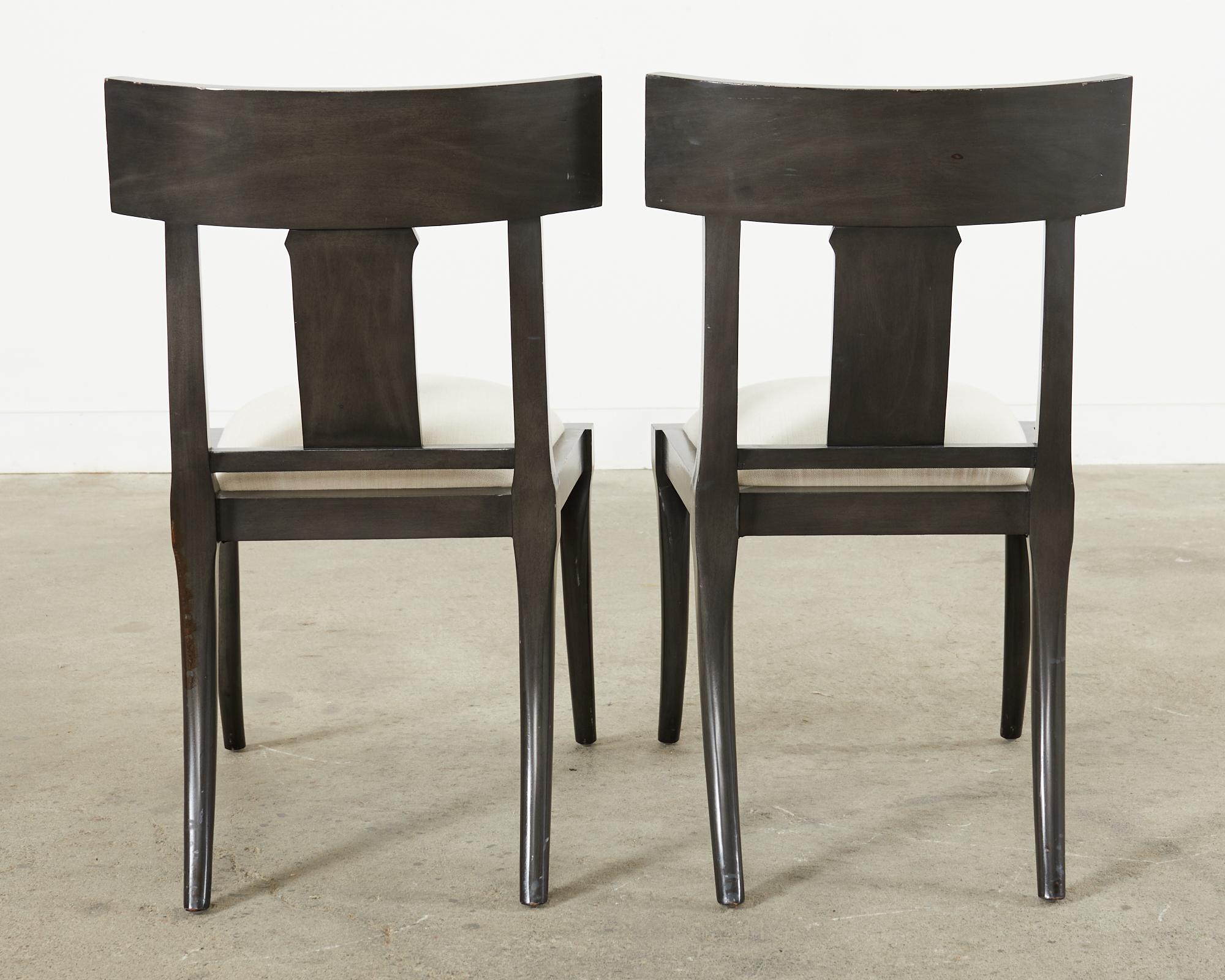 Set of Six Ebonized Neoclassical Style Klismos Dining Chairs 5