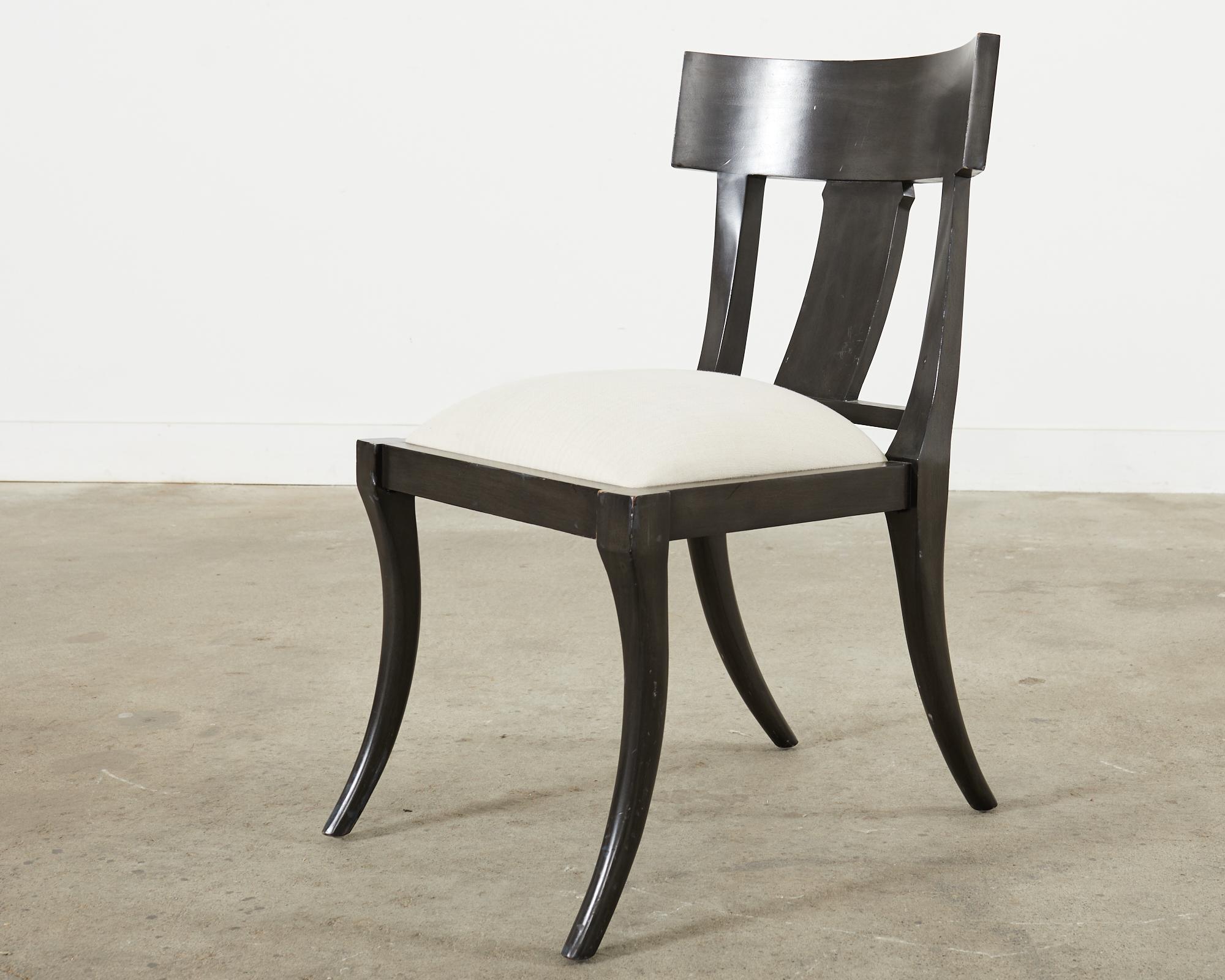 Set of Six Ebonized Neoclassical Style Klismos Dining Chairs 6